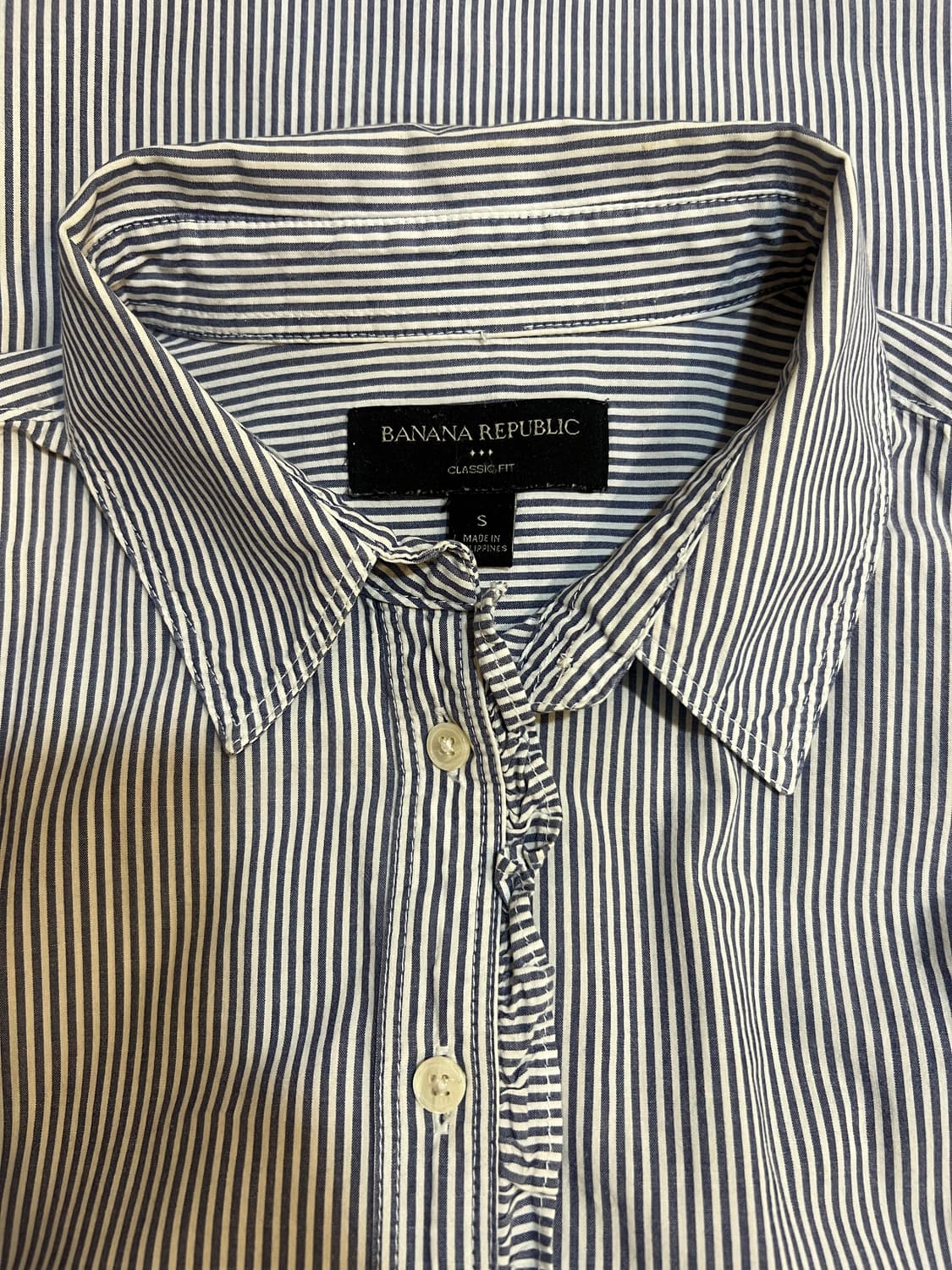 바나나리퍼블릭 여성 네이비 스트라이프 프릴배색블라우스 셔츠블라우스 상품이미지5