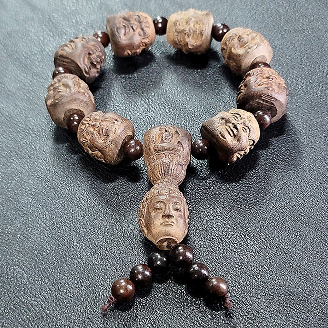 희로애락 침향나무 20mm 남자 소품 부처님 얼굴 불교 염주 팔찌 상품이미지1