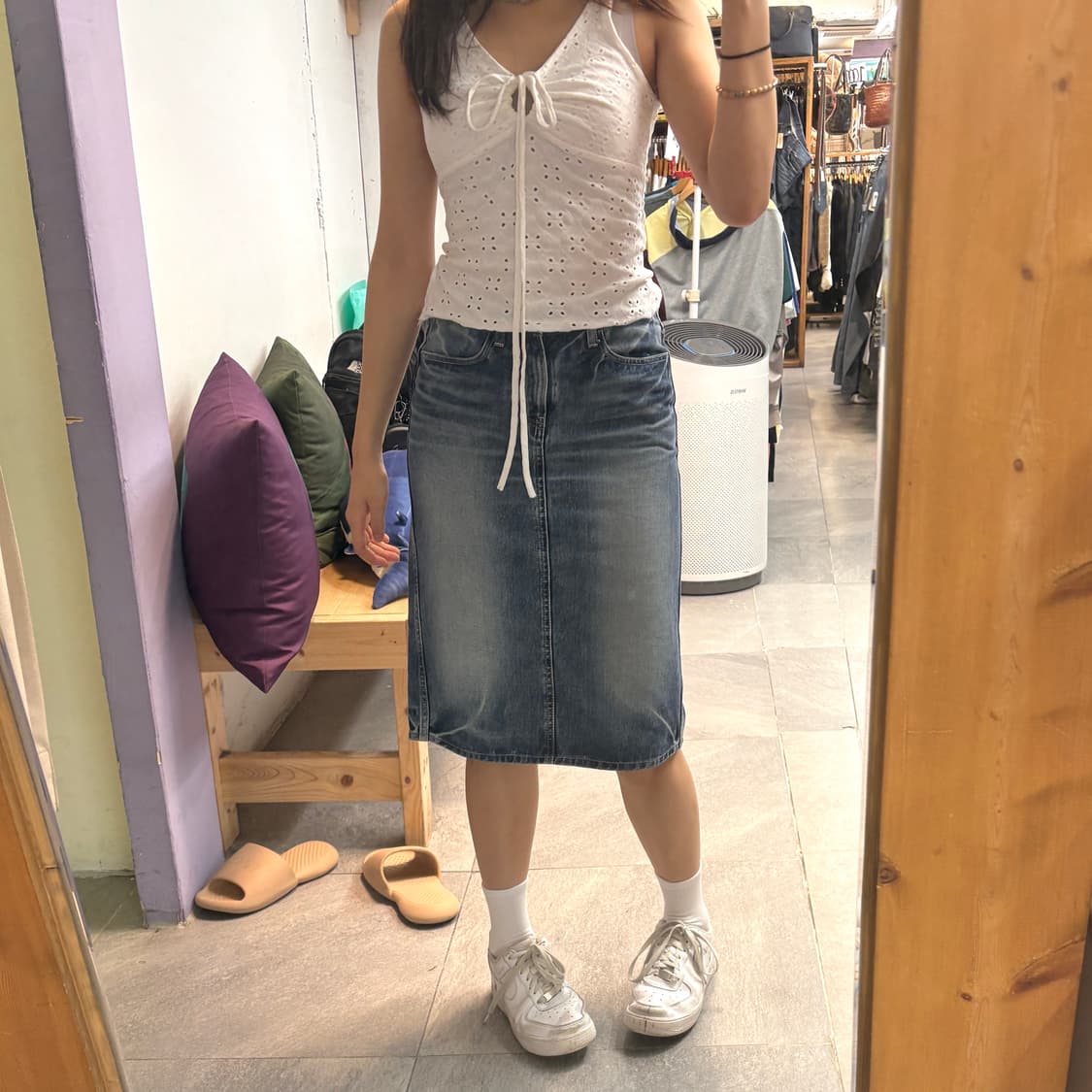 데님 미디 스커트 모리걸 상품이미지1