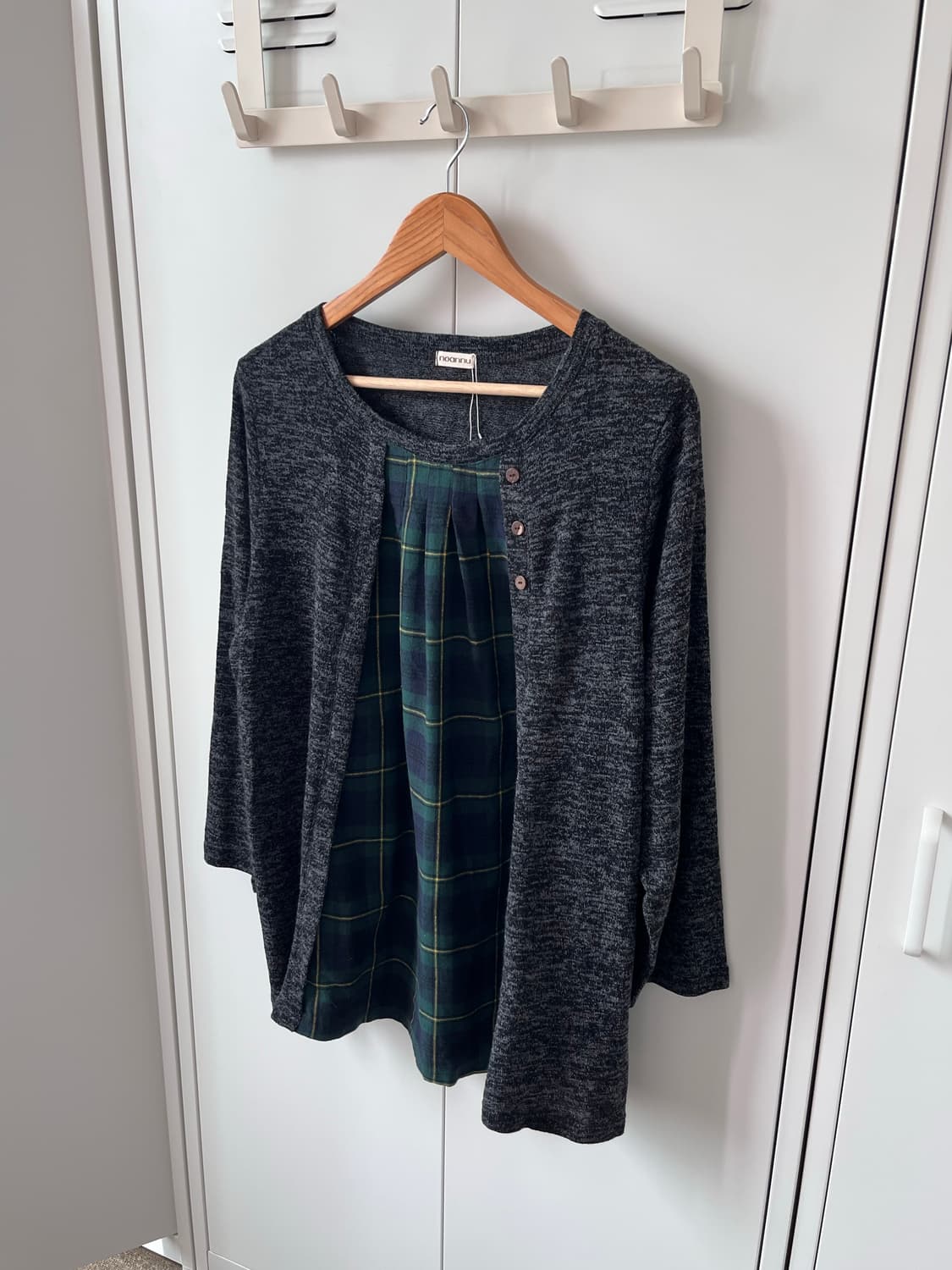 Noannu 체크 레이어드 바선생 니트 상품이미지2