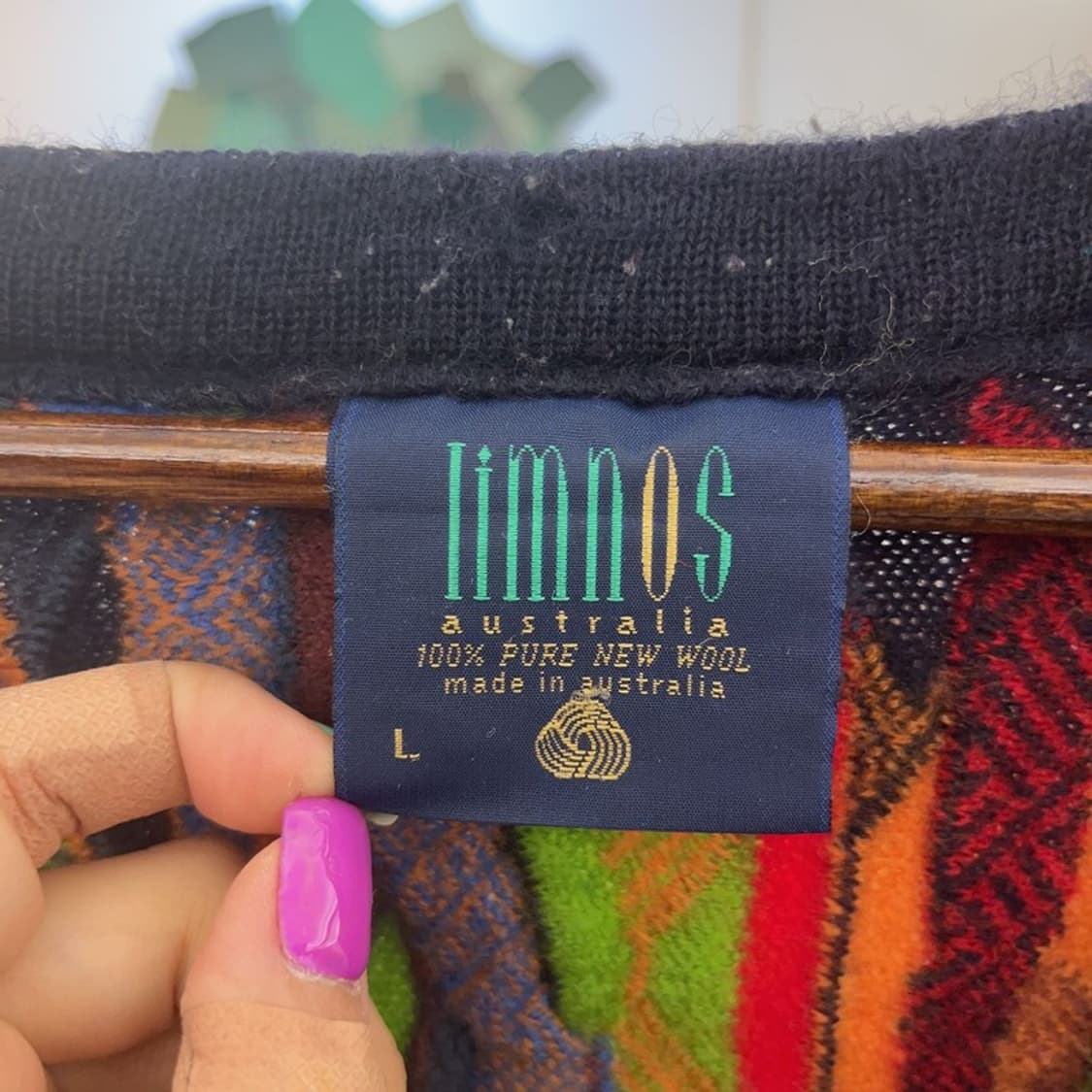 림노스 보헤미안 에스닉 비비드 멀티컬러 니트 울 가디건 L C06649 상품이미지5