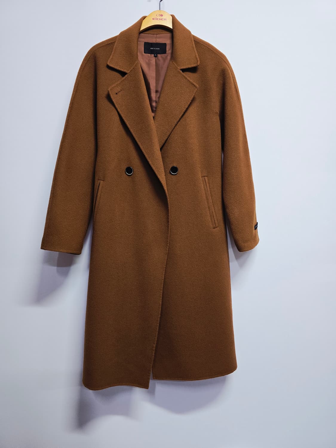 온앤온 브라운 더블 롱코트 양모100% 상품이미지1