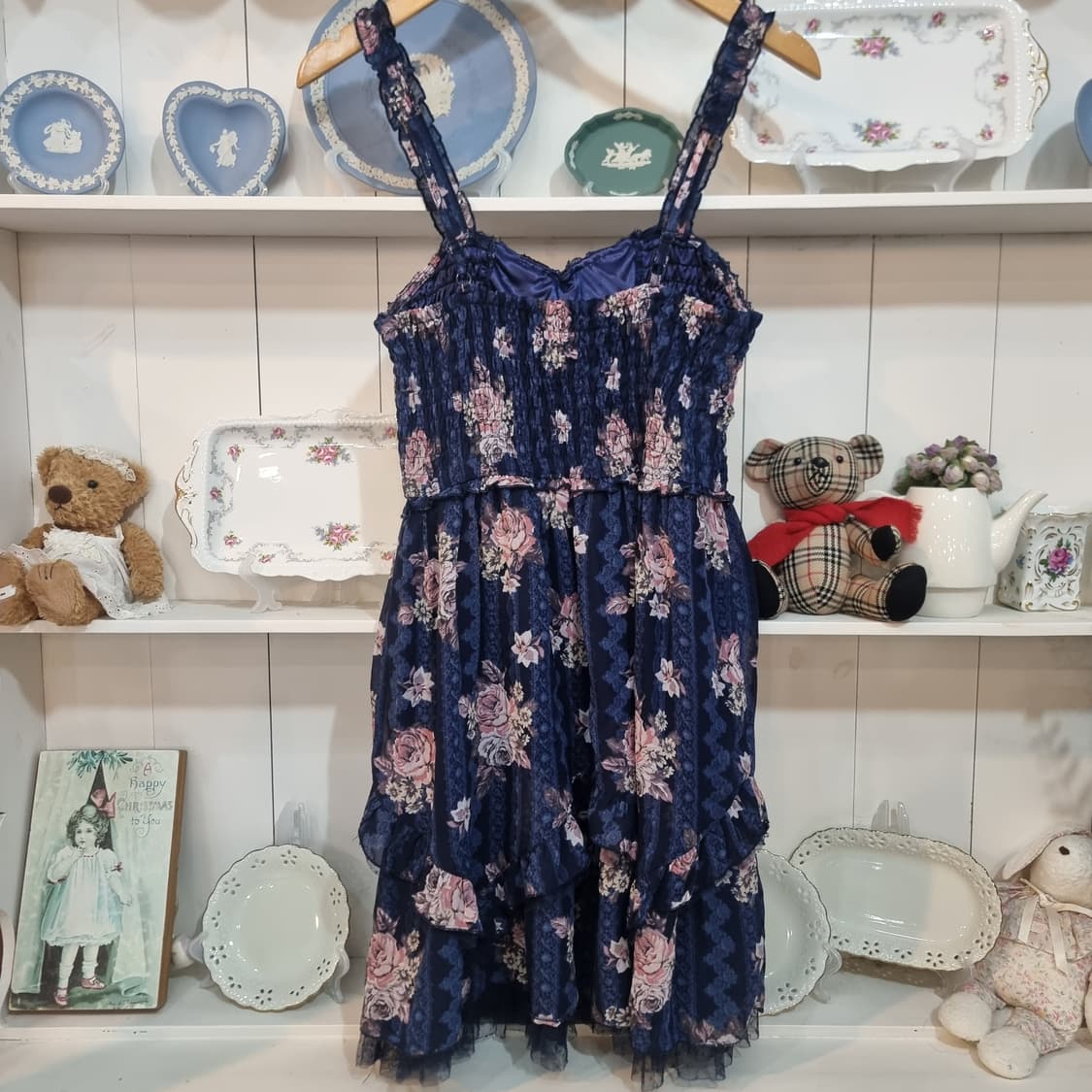 (액시즈팜) 네이비 플라워 쉬폰 원피스 상품이미지1