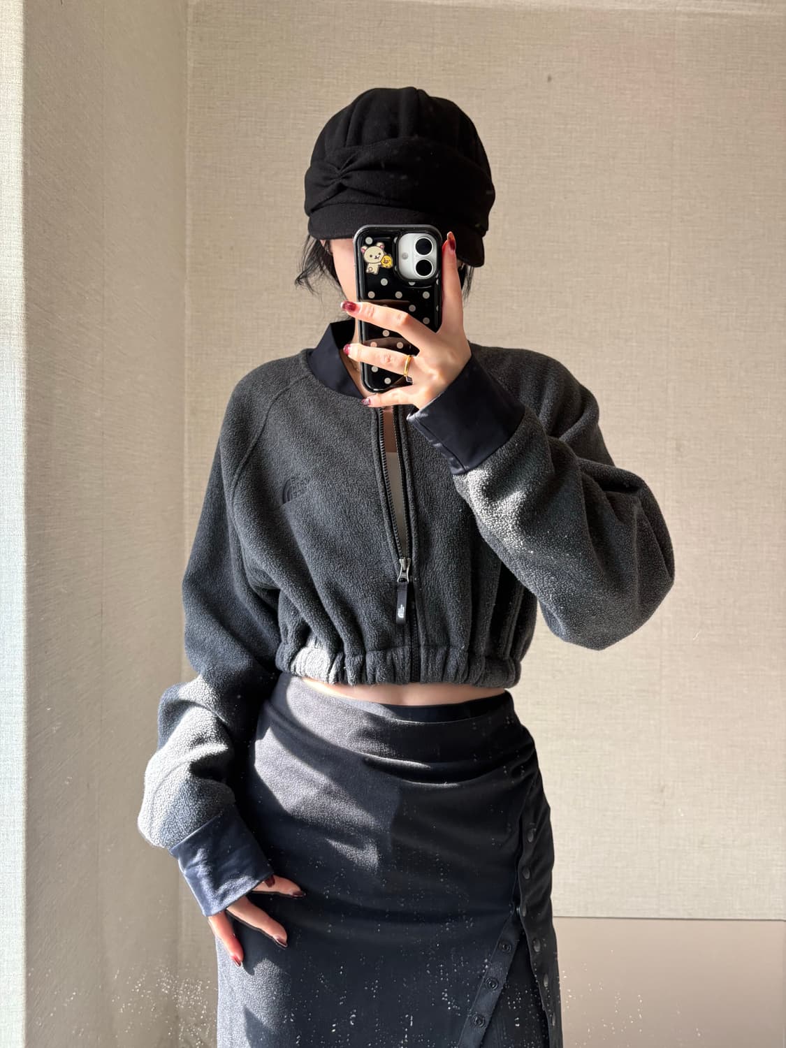 노페 그레이 후리스 반집업 상품이미지2