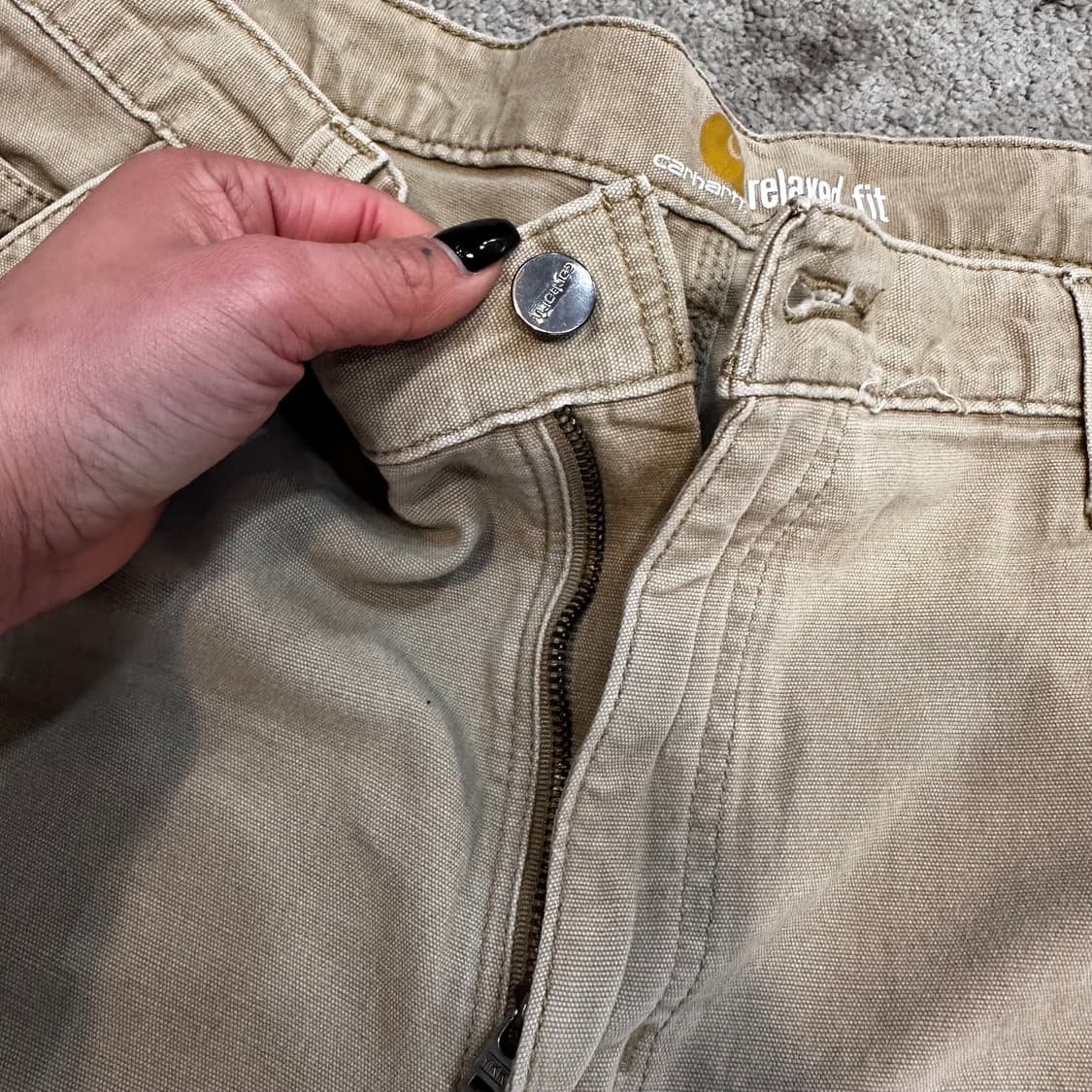 칼하트 라이트 베이지 코튼 카펜터 워크 팬츠(38) 상품이미지7