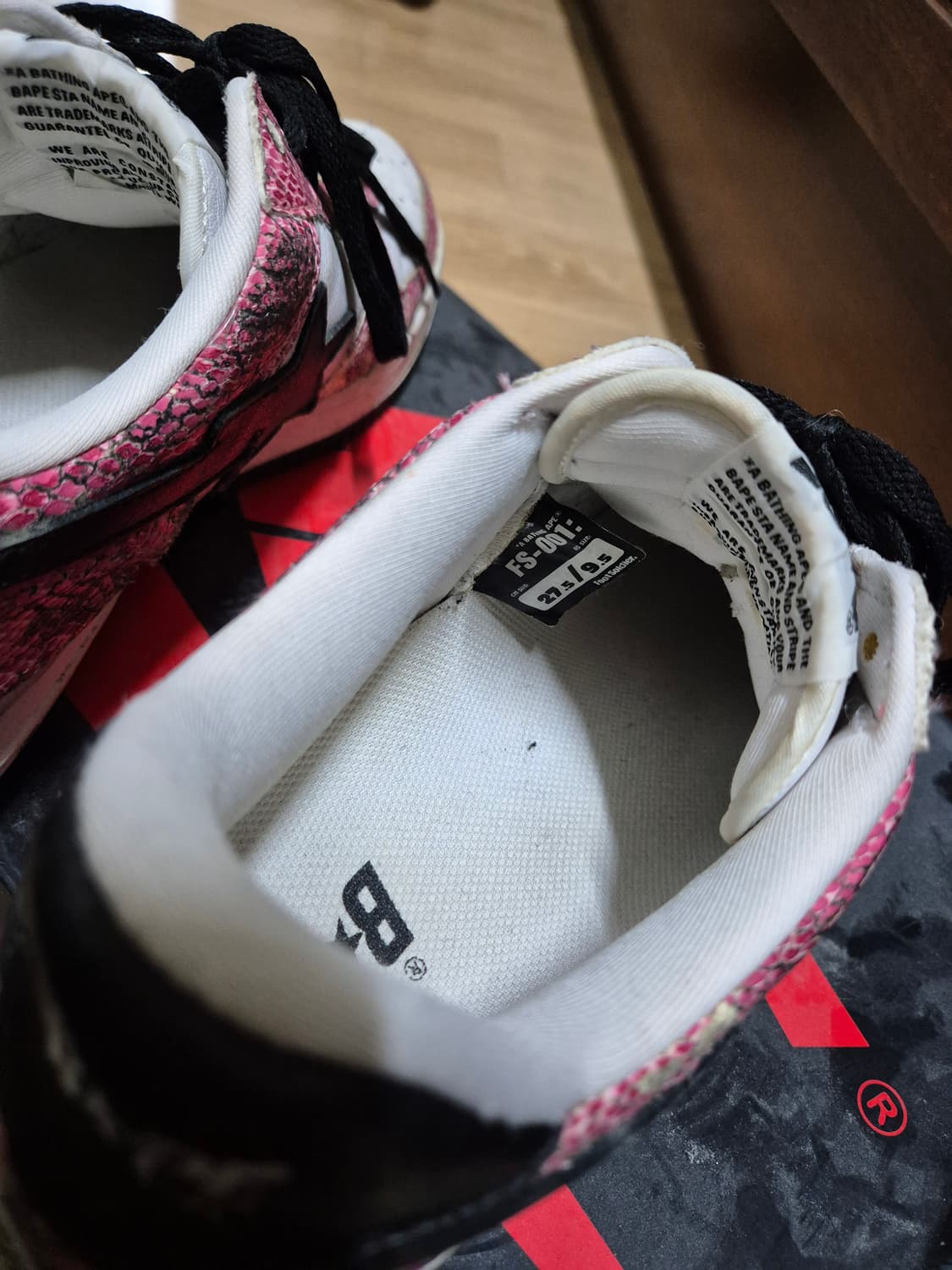 [275] 베이프스타 베이프 에어포스 핑크 뱀피 검핑 상품이미지7