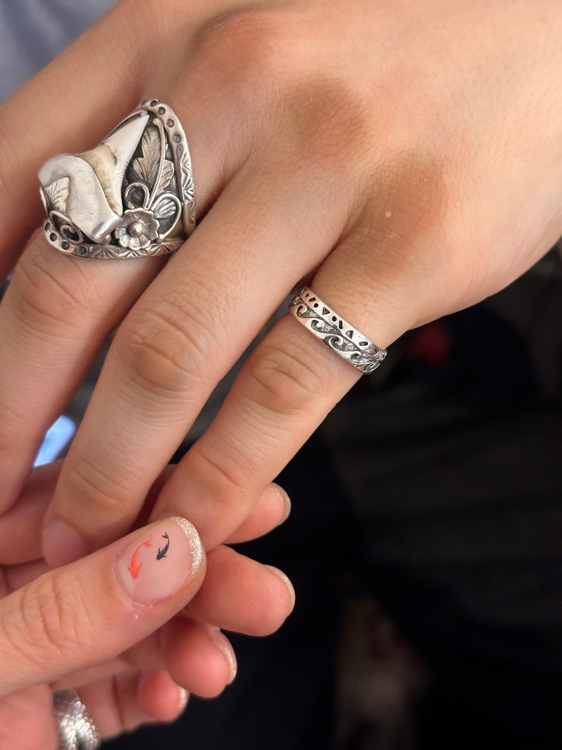 Wave & Dot Engraved 925 Silver Ring 상품이미지1