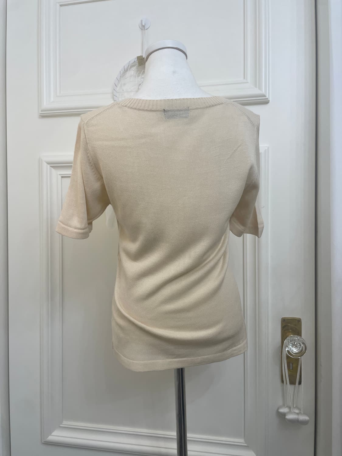 beige argyle point square-neck knit top 상품이미지3