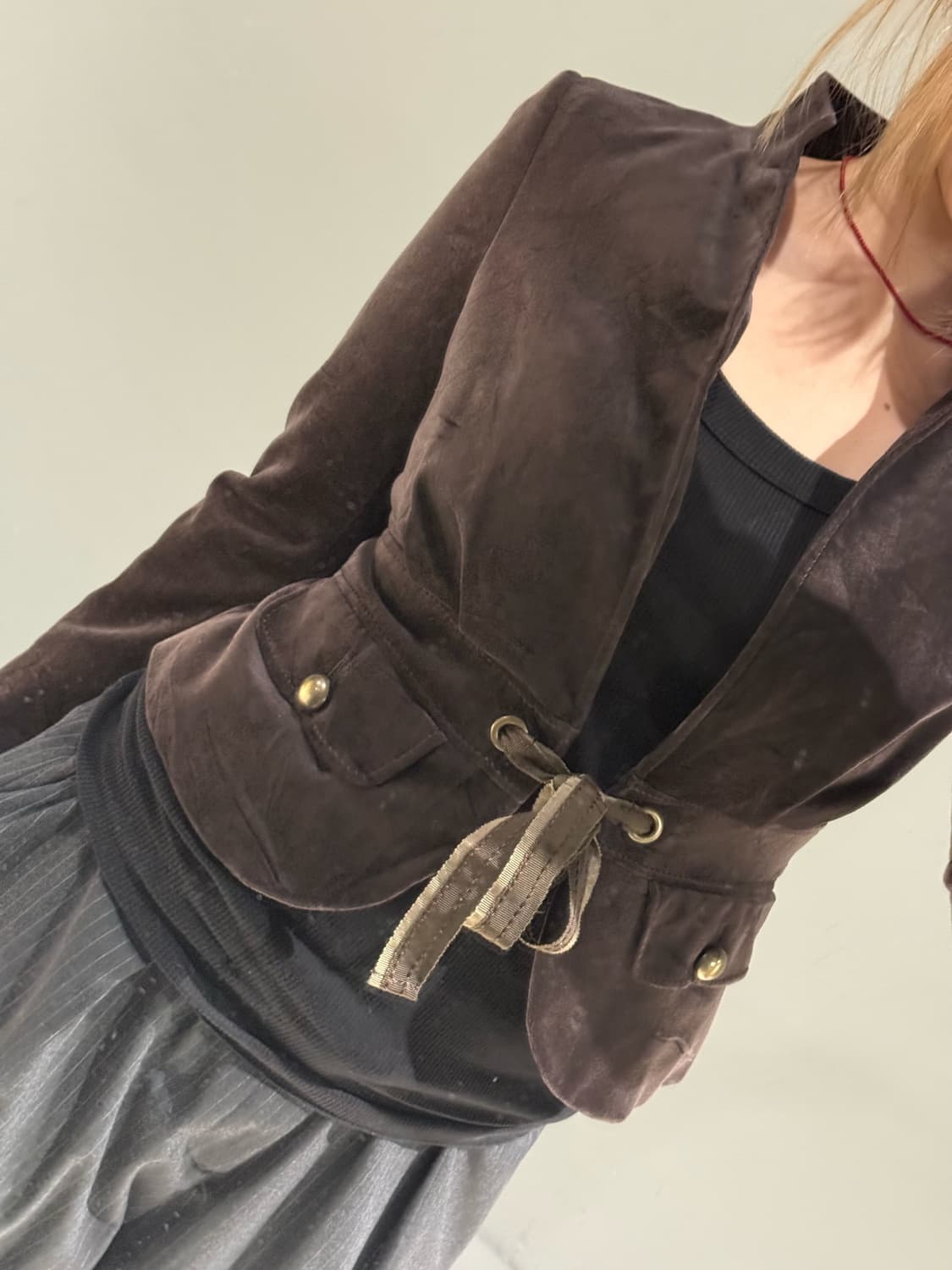 velvet ribbon point non-collar jk 상품이미지3