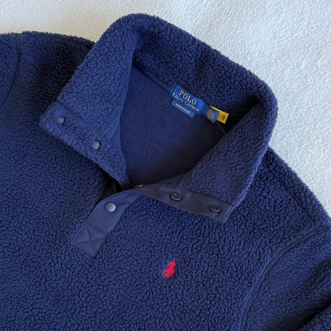 폴로랄프로렌 반집업 뽀글이 후리스 네이비 상품이미지4