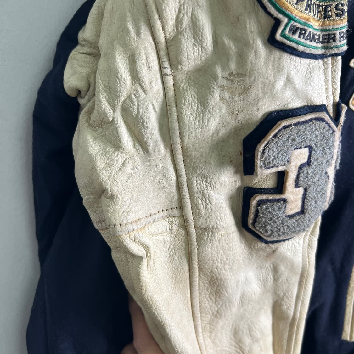 90's 랭글러 카우보이 웨스턴 레더 바시티 자켓 L 상품이미지10