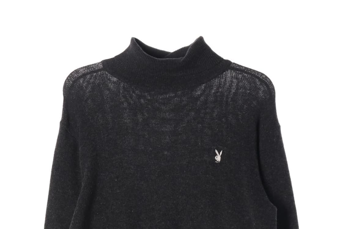 플레이보이 자수 로고 블랙 모크넥 반목 니트 상품이미지3