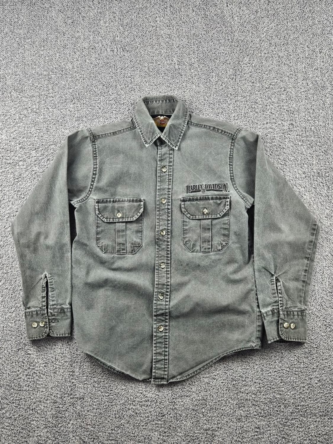 할리데이비슨 블랙 데님 포켓 바이커 셔츠 ( S 추정 ) / 10717 상품이미지2