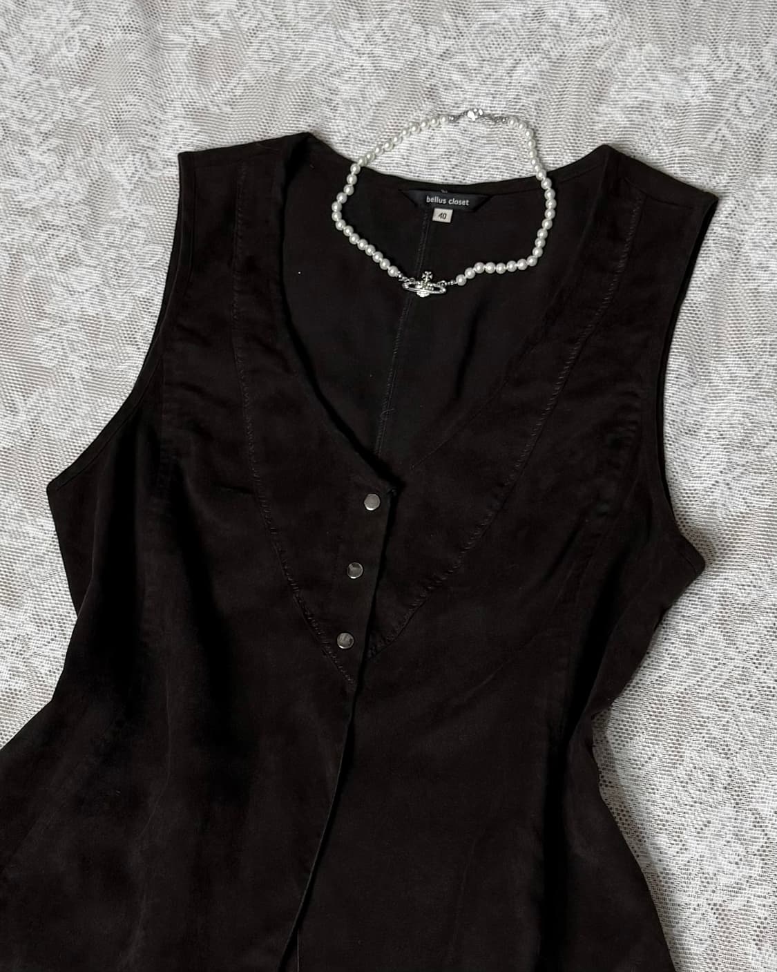 딥 브라운 웨스턴 무드 플리츠 베스트 상품이미지5