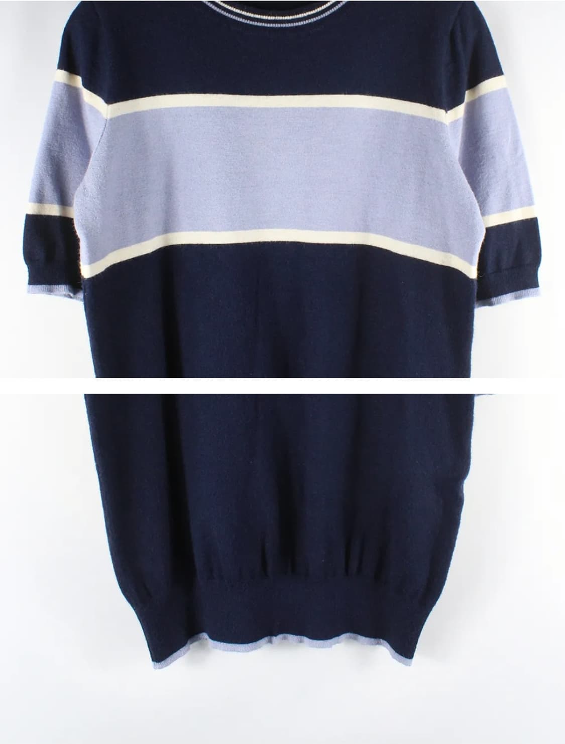 빈티지 zien 지엔 스트라이프 배색 반팔 니트 상품이미지2