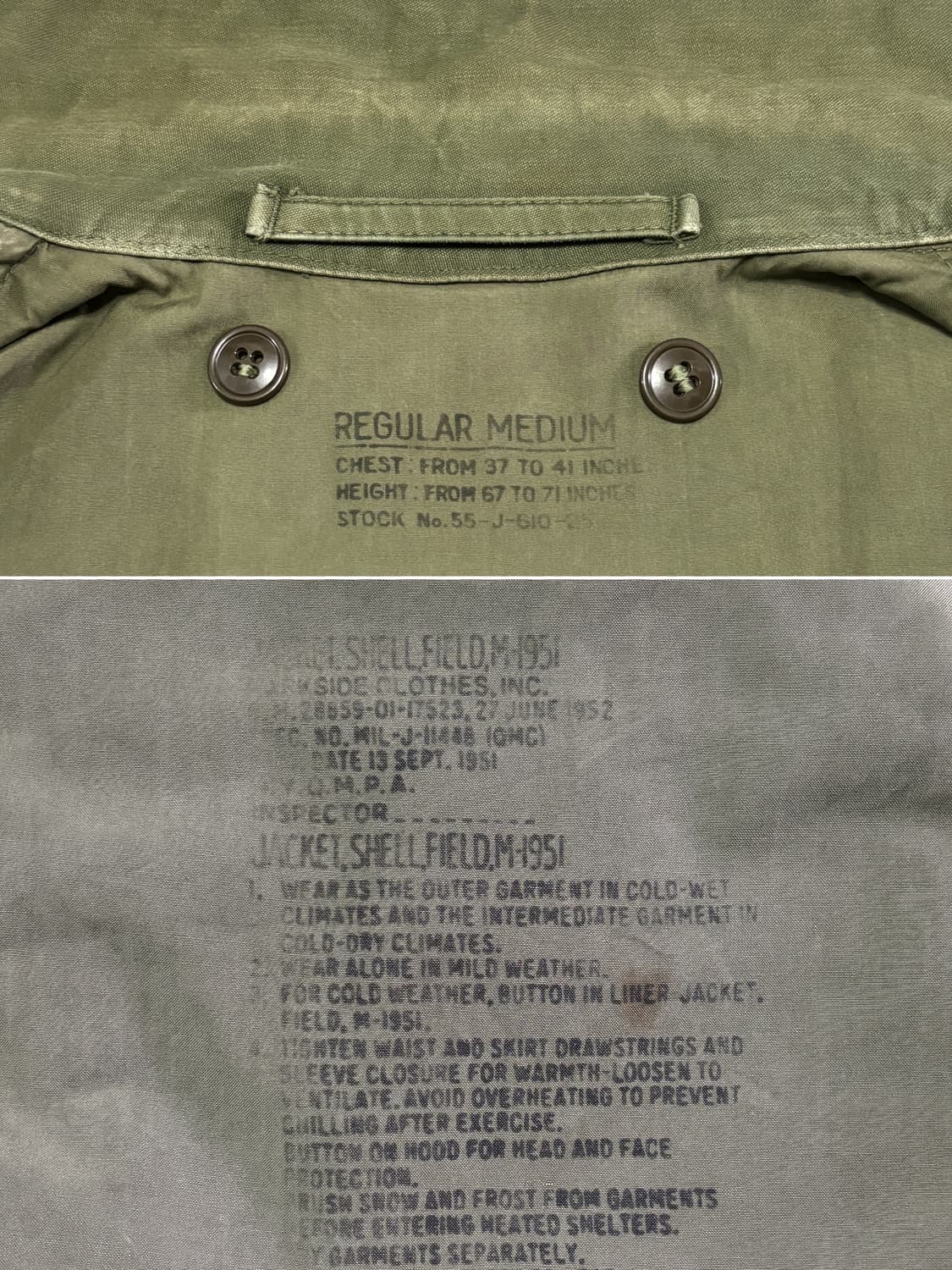 50s 오리지널 M51 필드자켓 초기형 M-R 상품이미지4