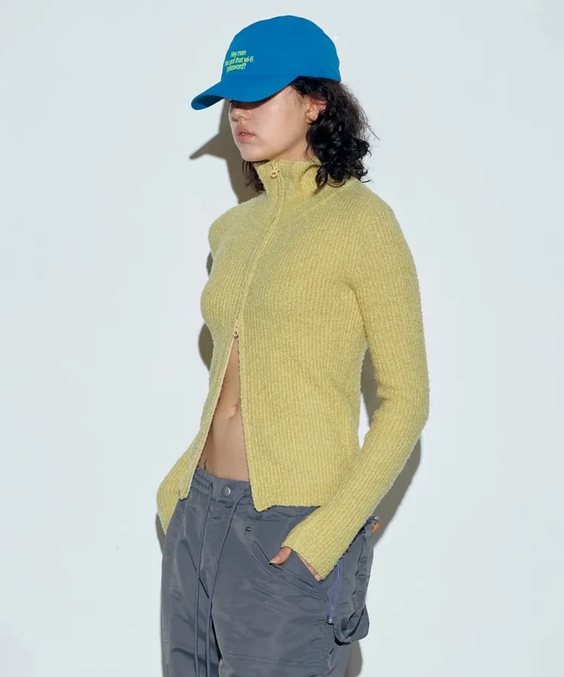 SCULPTOR Boucle Knit Zip-Up Lemon 상품이미지5