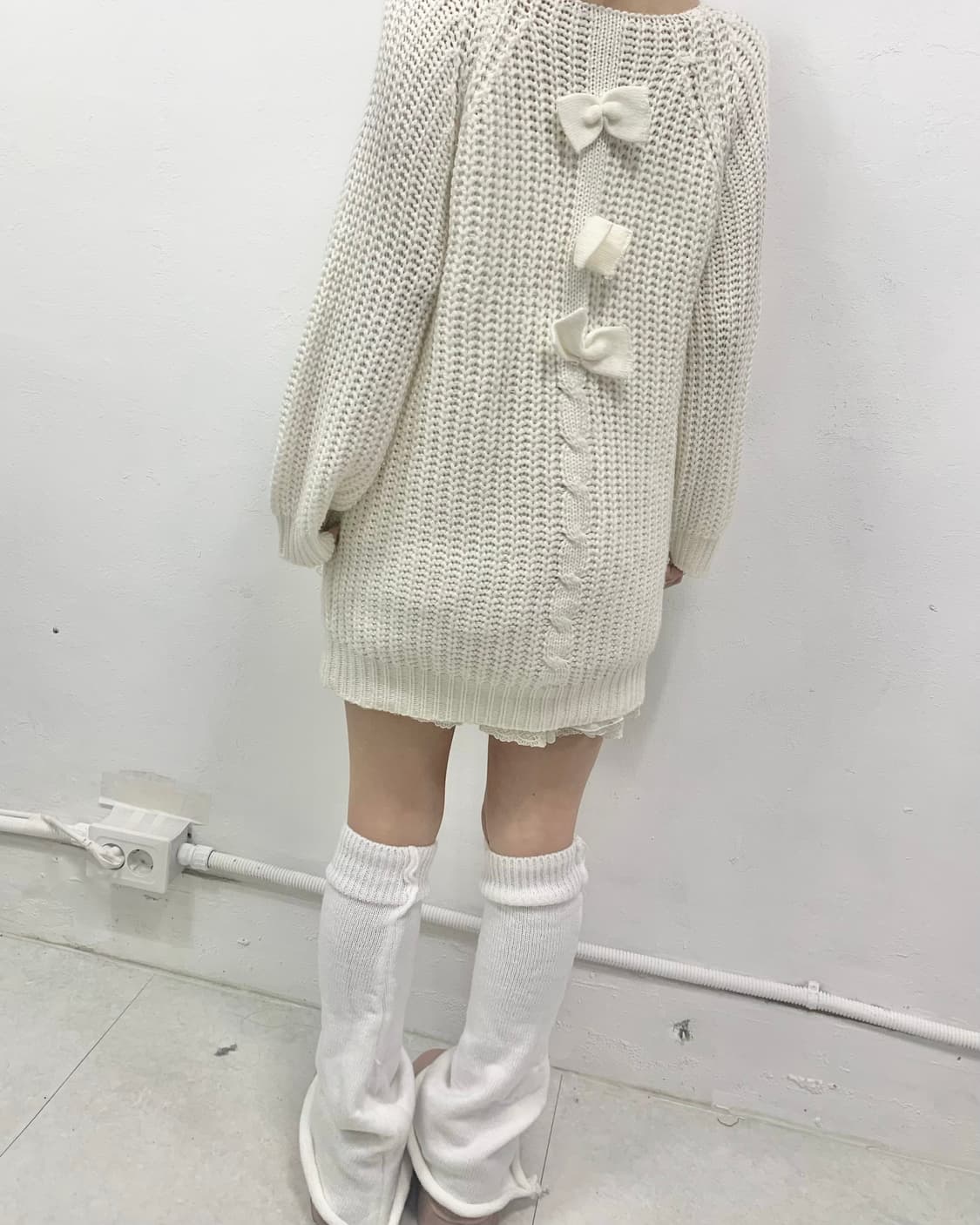 히메갸루 달천깔 리본 니트 원피스 상품이미지3