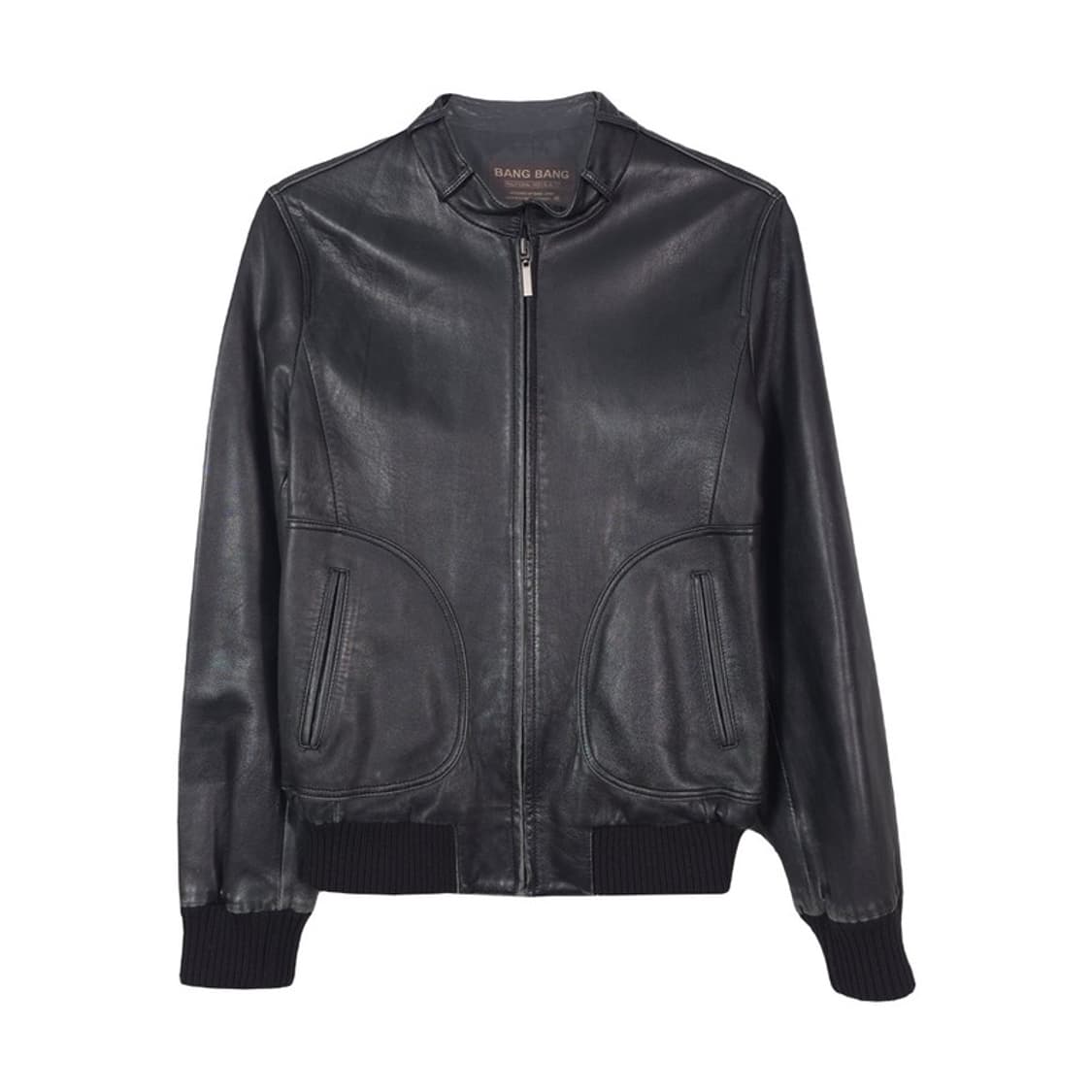 뱅뱅 리얼 램스킨 하이넥 레더 블루종 95 상품이미지1