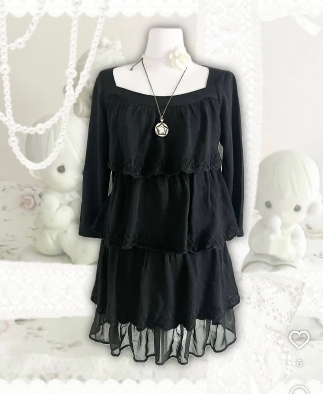 퍄뮤빈티지 파뮤 블랙 니트 원피스 고스로리공겜여주히메오네갸루모리걸하구미 상품이미지3