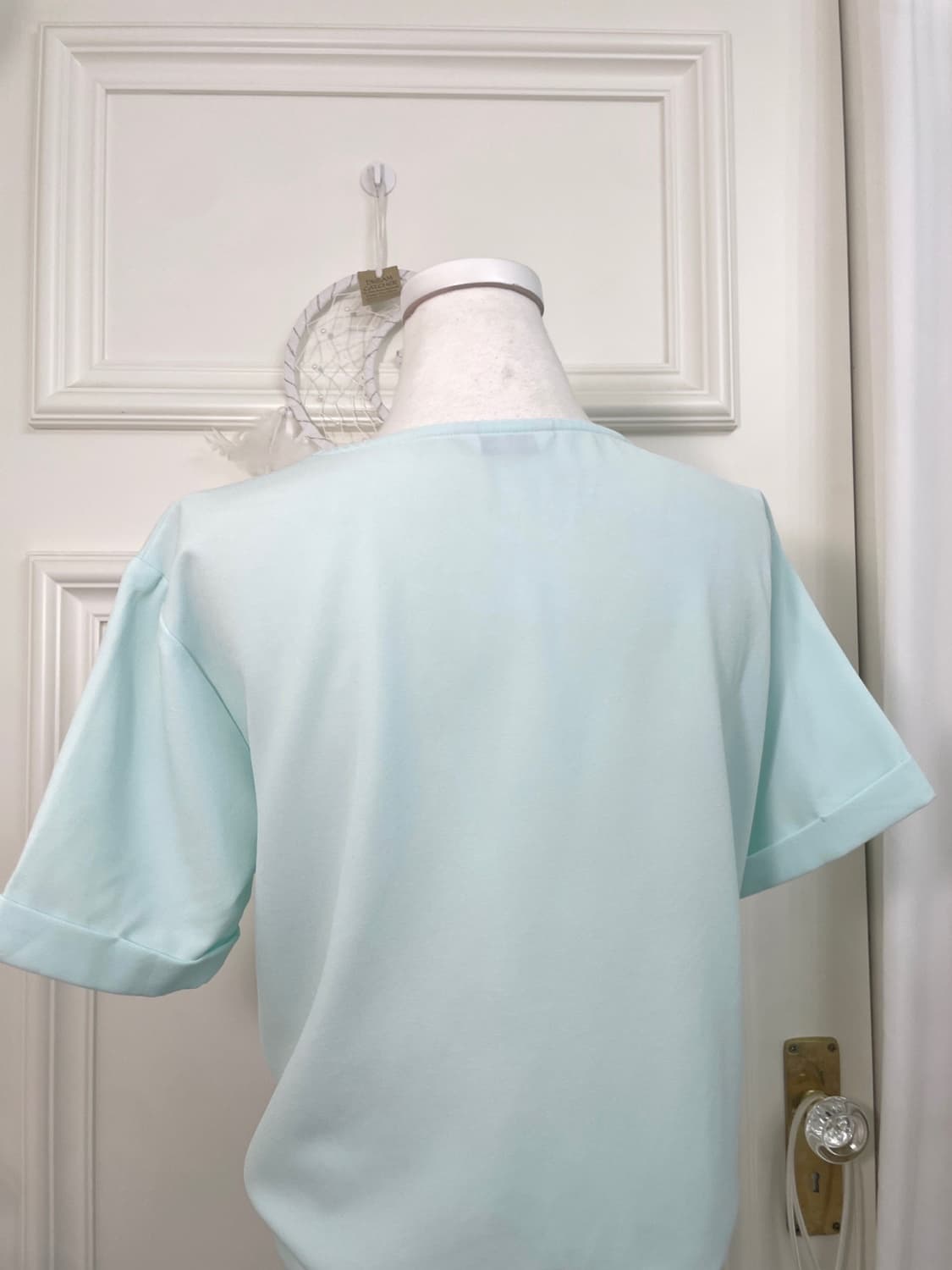 mint blue bow point half blouse 상품이미지4