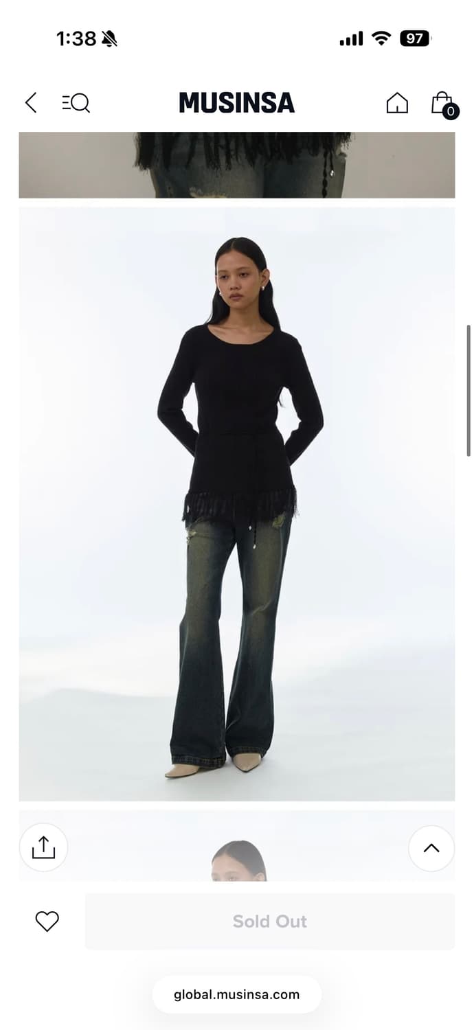 부클 프린지 롱슬리브 니트 상품이미지3