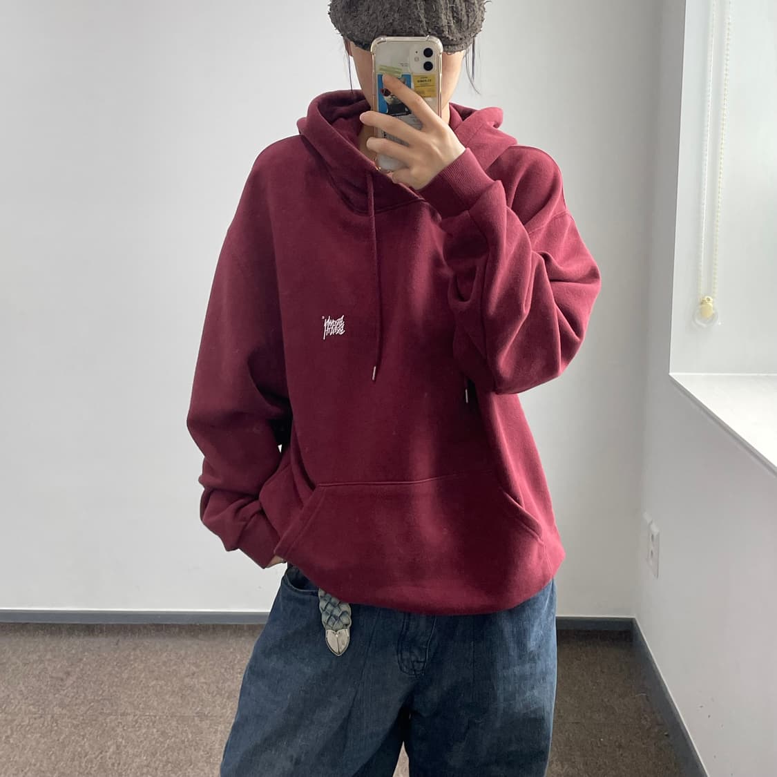 Brown Breath 브라운브레스 버건디 후드티 상품이미지1