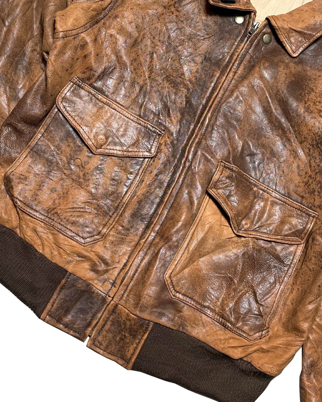 90s 헤비 리얼 레더 A2 플라이트 자켓 상품이미지4