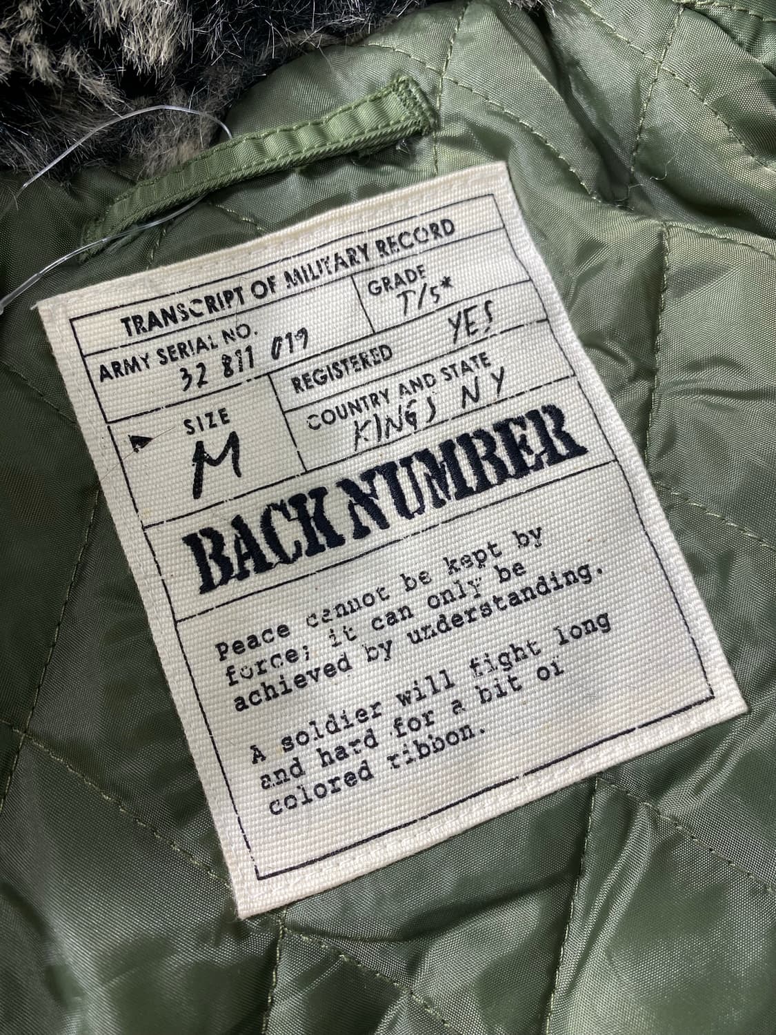 [M] Back Number 백넘버 N3B 밀리터리 파카 상품이미지7