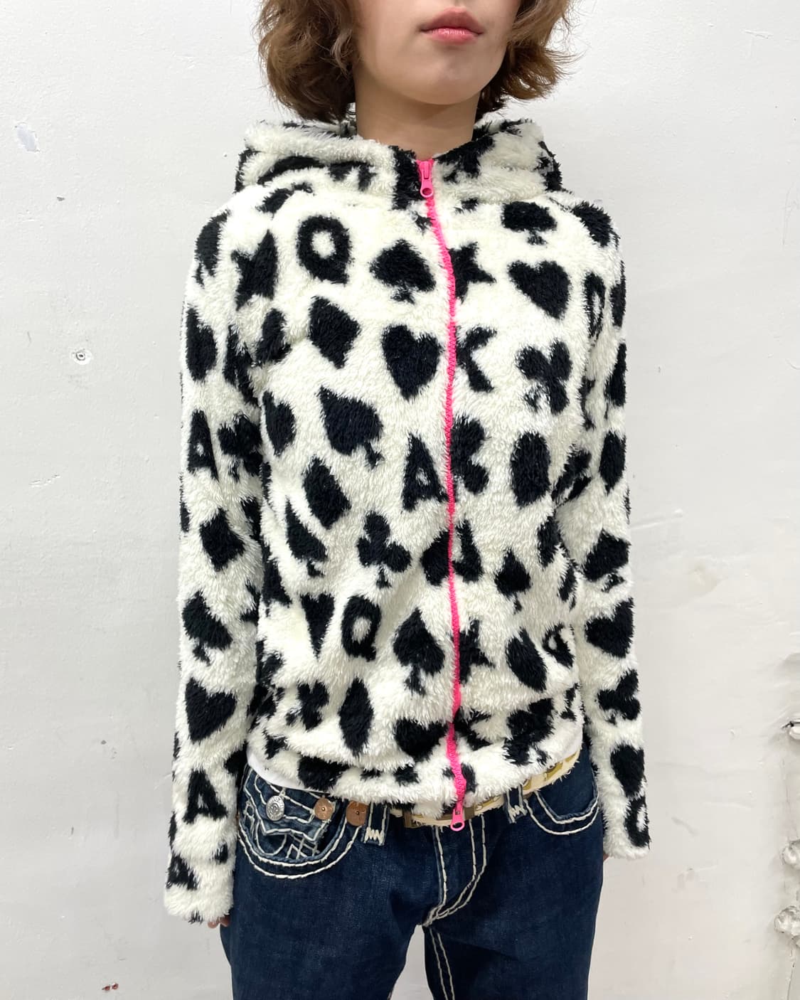 Black and white poker fleece 상품이미지4