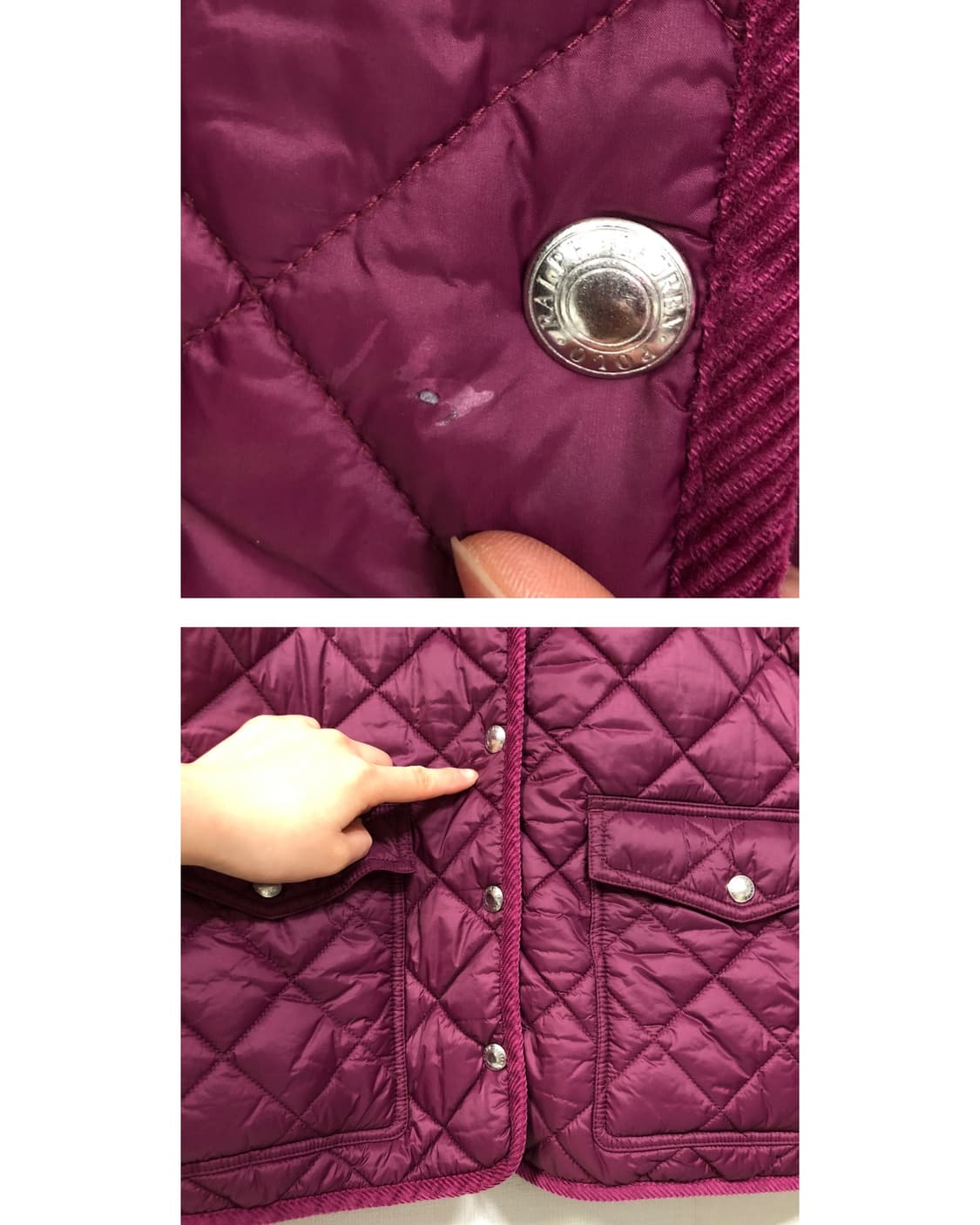 폴로 랄프로렌 여성 나일론 다이아몬드 퀼팅 누빔 자켓 XL _ 마젠타 상품이미지10