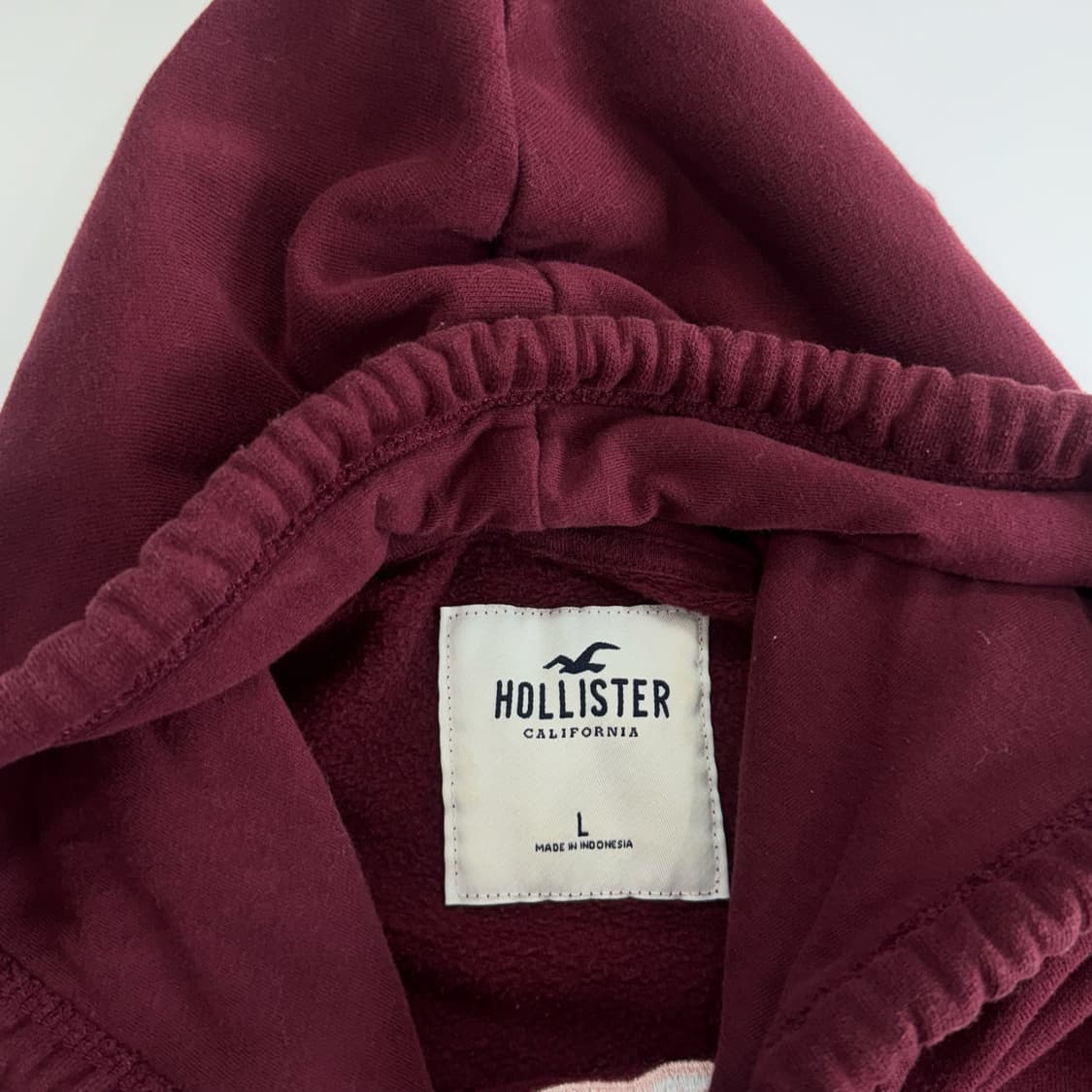 Hollister 홀리스터 레터링 로고 버건디 후드티 상품이미지5