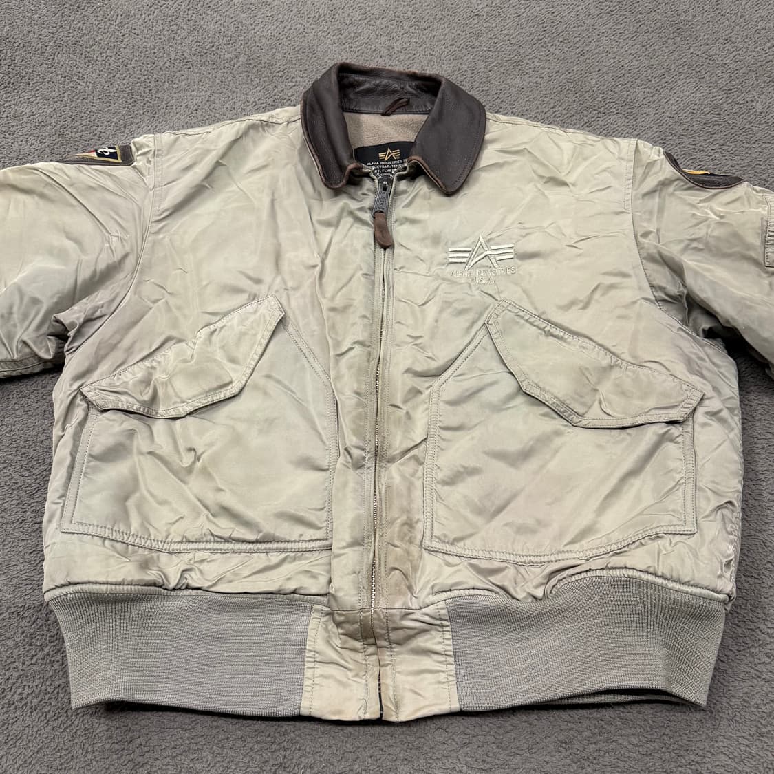 [정품/L] 알파인더스트리 가죽카라 항공점퍼 c1 상품이미지3
