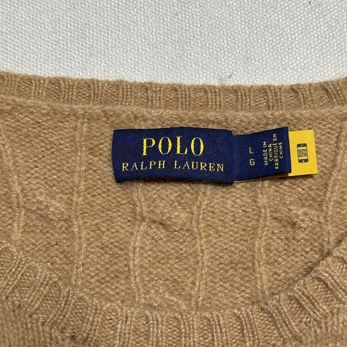 L 폴로랄프로렌 여성용 캐시미어 케이블 반팔 니트 상품이미지4