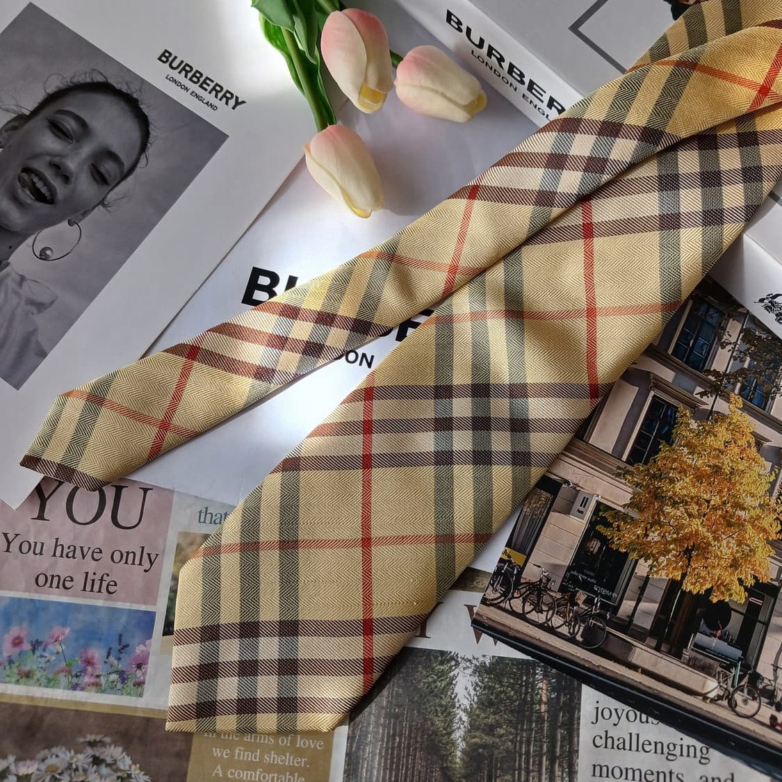 버버리 실크 베이지 체크 넥타이 9.5cm A등급 A19480
 상품이미지4