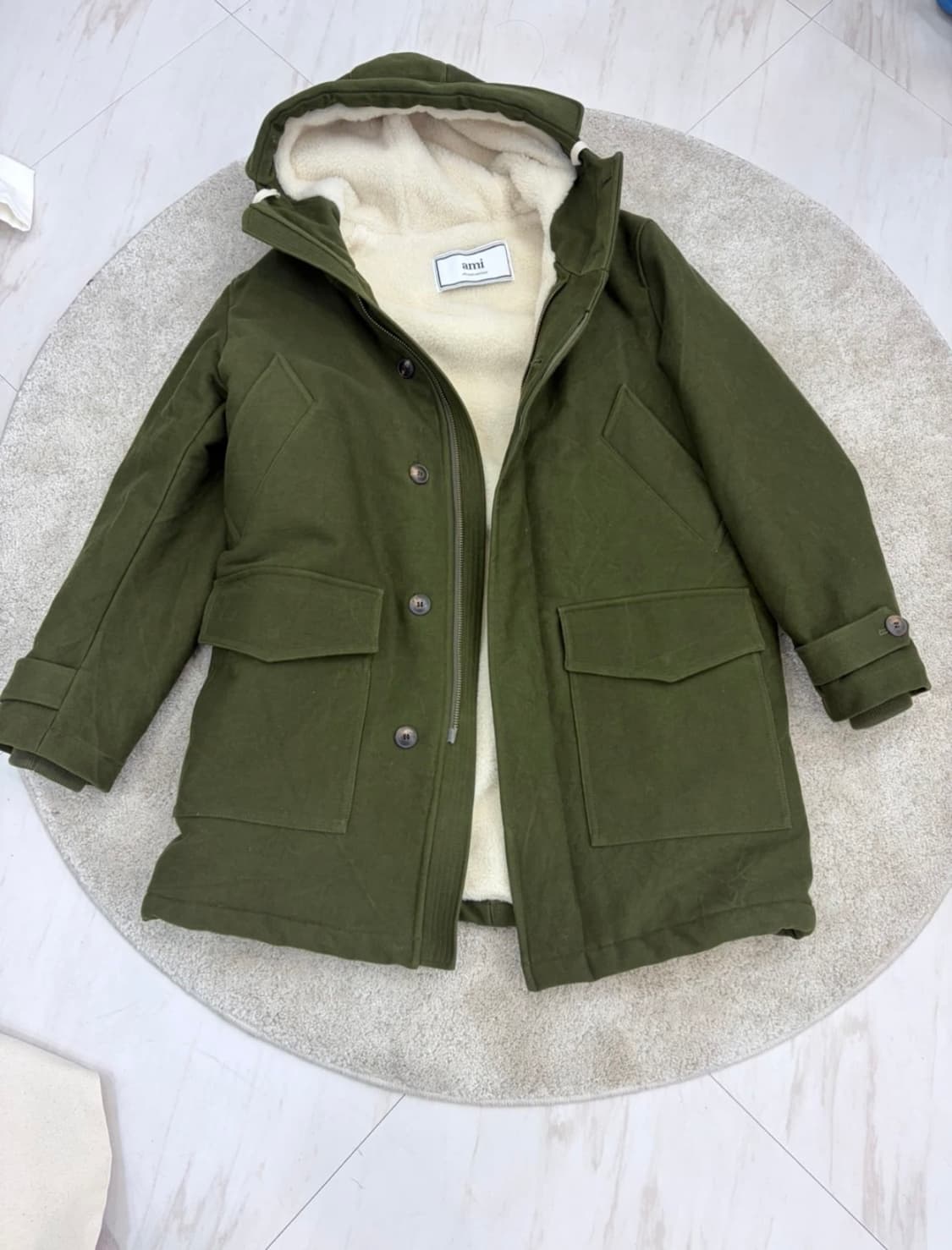 AMI 아미 시어링 후드 야상 코트 S /아미 코트 상품이미지1