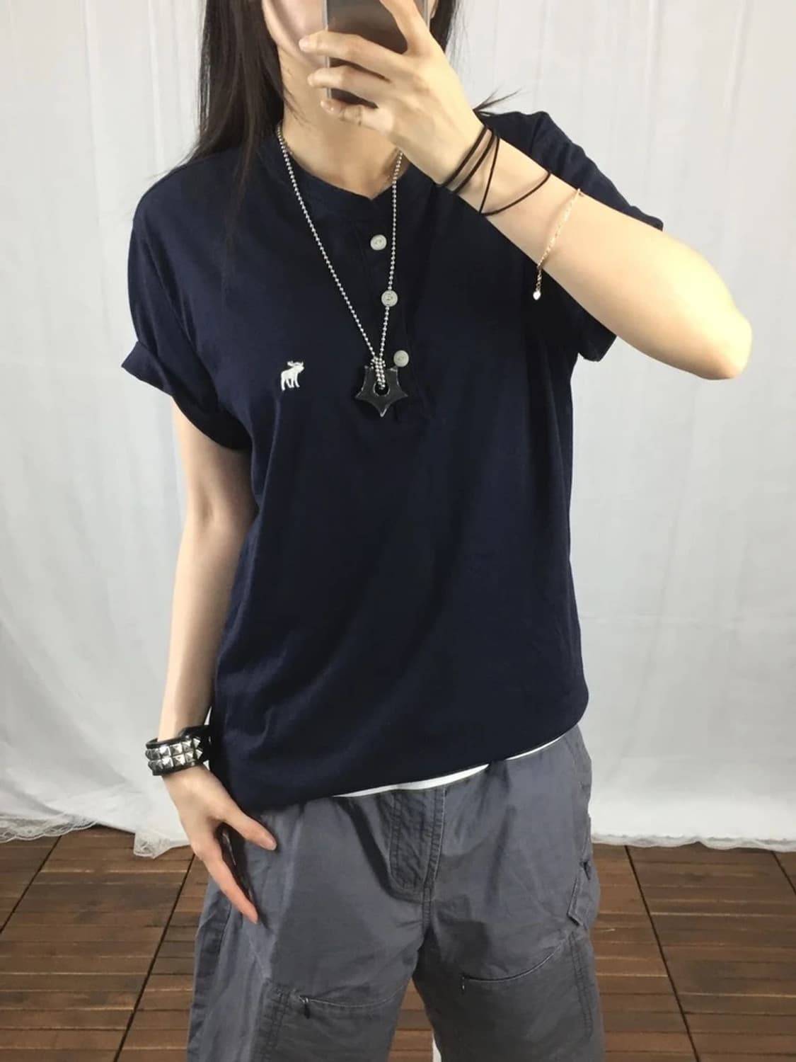 Abercrombie Muscle Henley Tee Navy 상품이미지2
