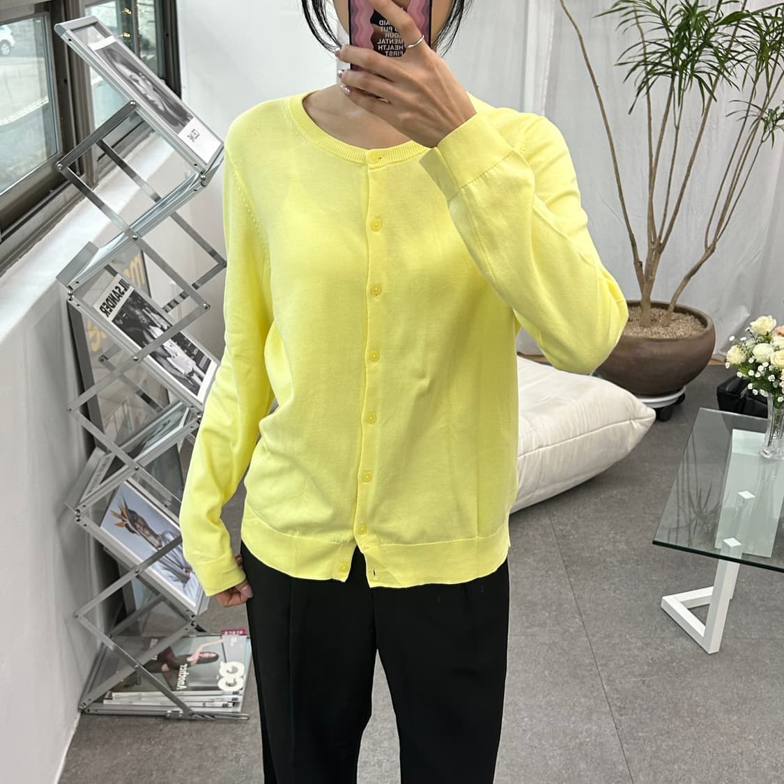 유니클로 옐로우 가디건 상품이미지2