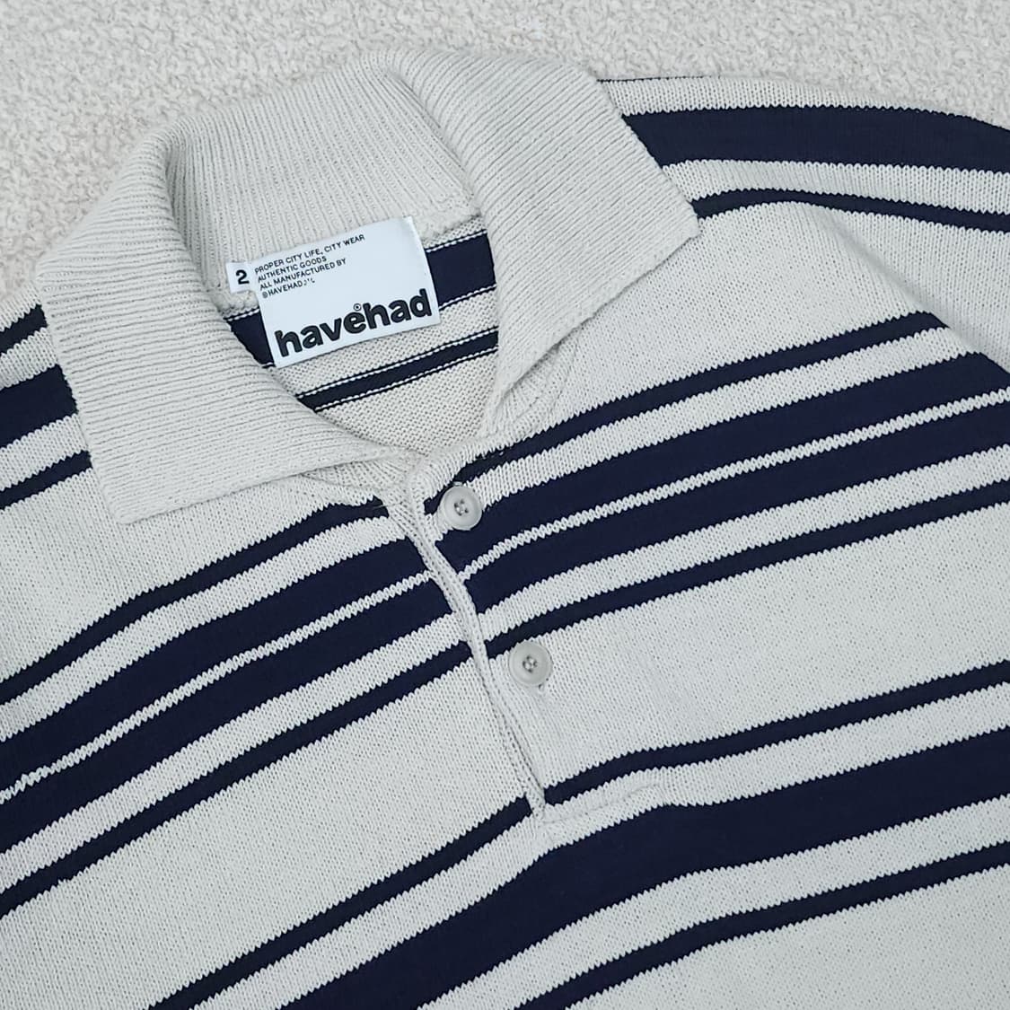 (2)해브해드 남자 스트라이프 카라티 반팔 니트 티셔츠 여름 상품이미지2