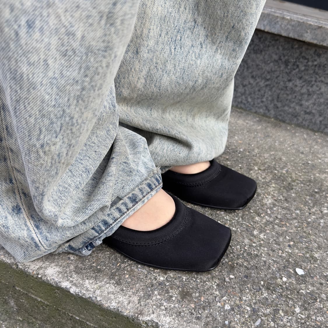 블랙 새틴 질 샌더 발레 플랫 상품이미지8