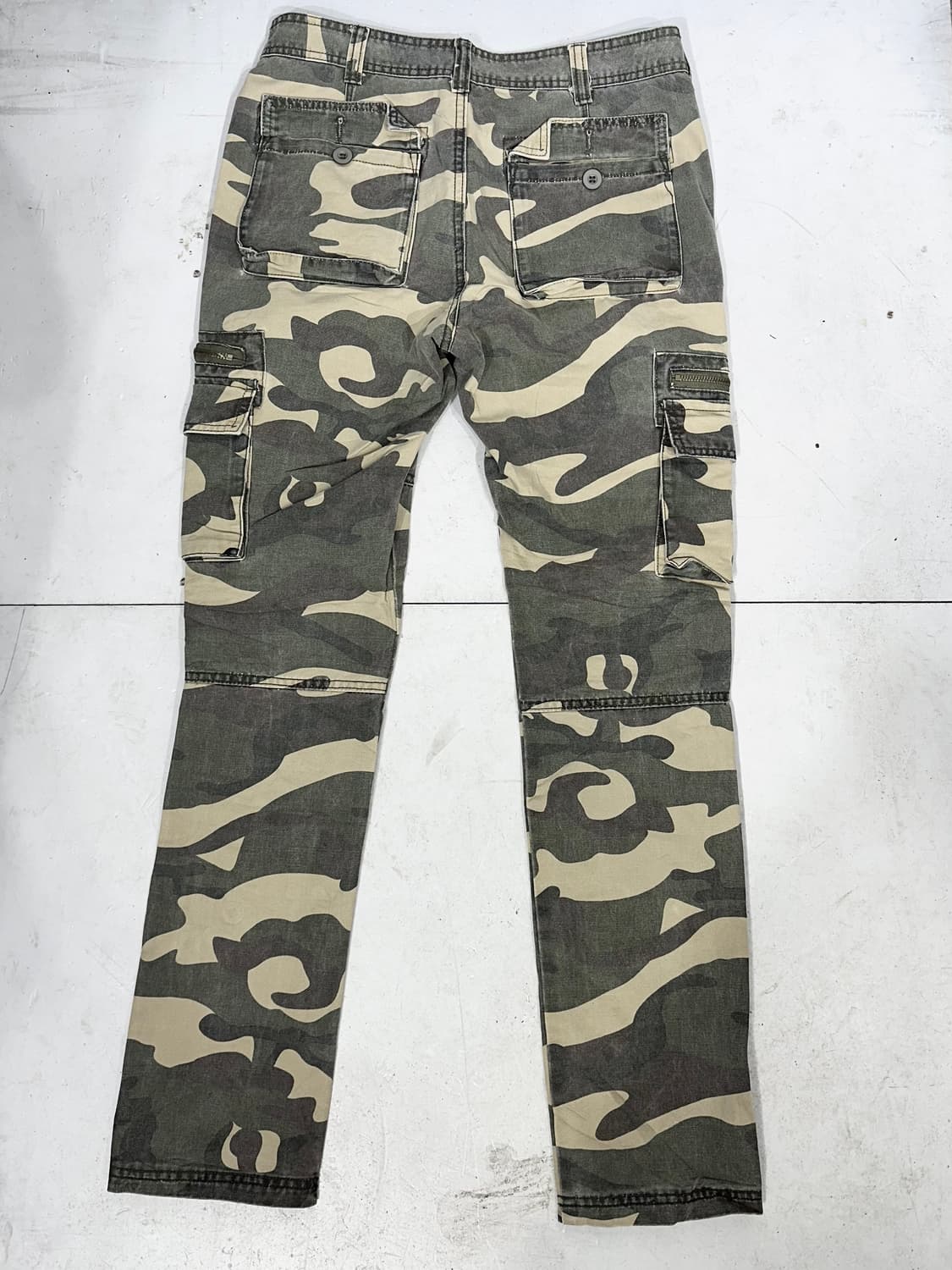 빈티지 베이지 밀리터리 카모 힙합 새깅 카고 팬츠 스키니 바지 31  상품이미지5