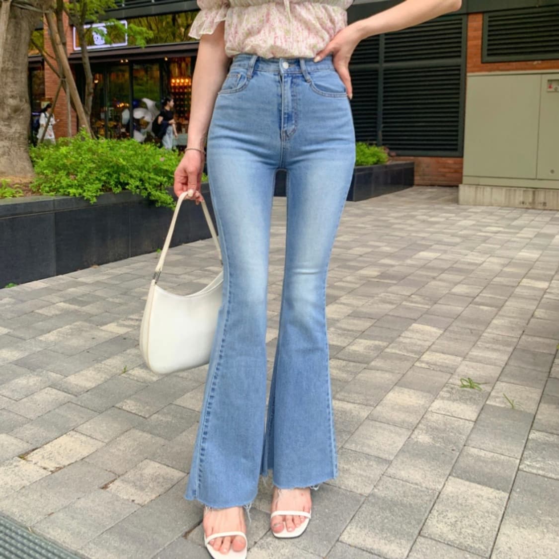 워너비뮤즈 하이웨스트 롱 부츠컷 데님 팬츠/나팔 청바지 상품이미지1