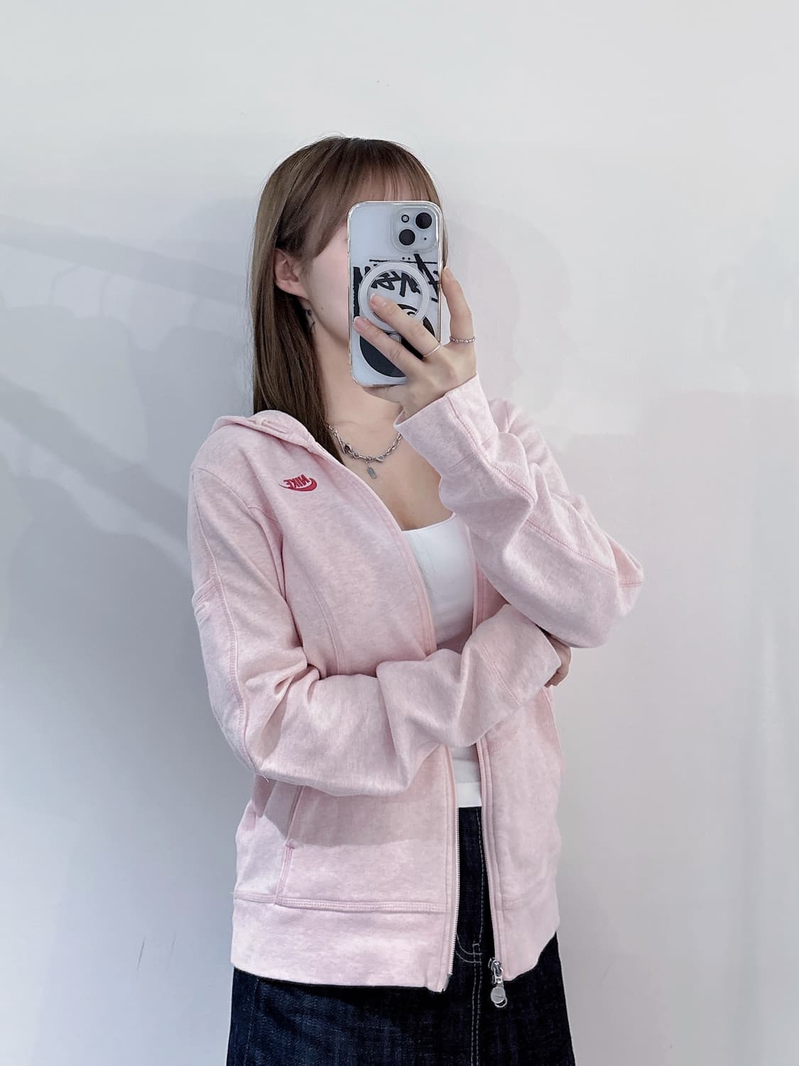 나이키 베이비핑크 투웨이 후드집업 상품이미지3