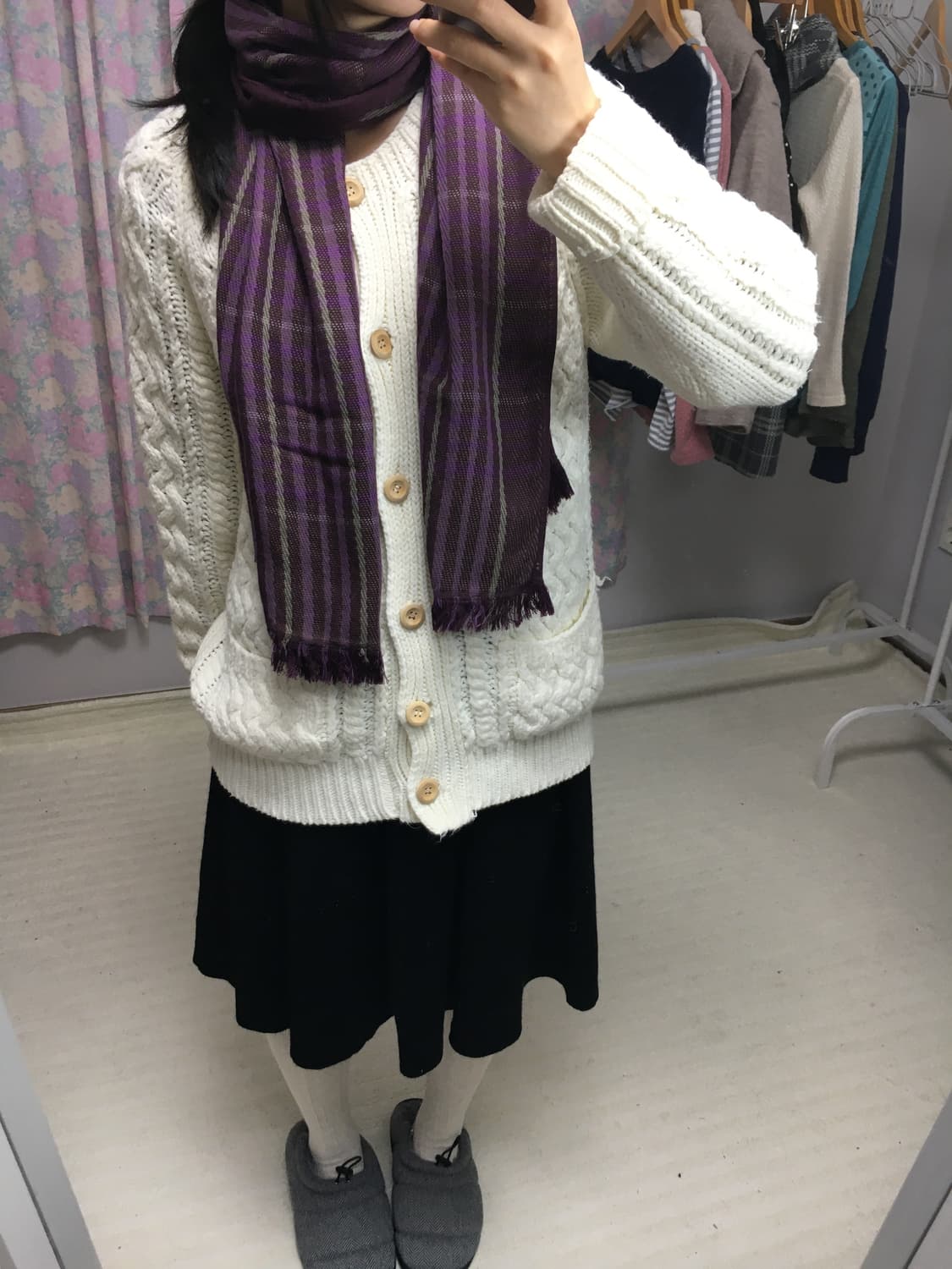 닥스 퍼플 체크 머플러 상품이미지9