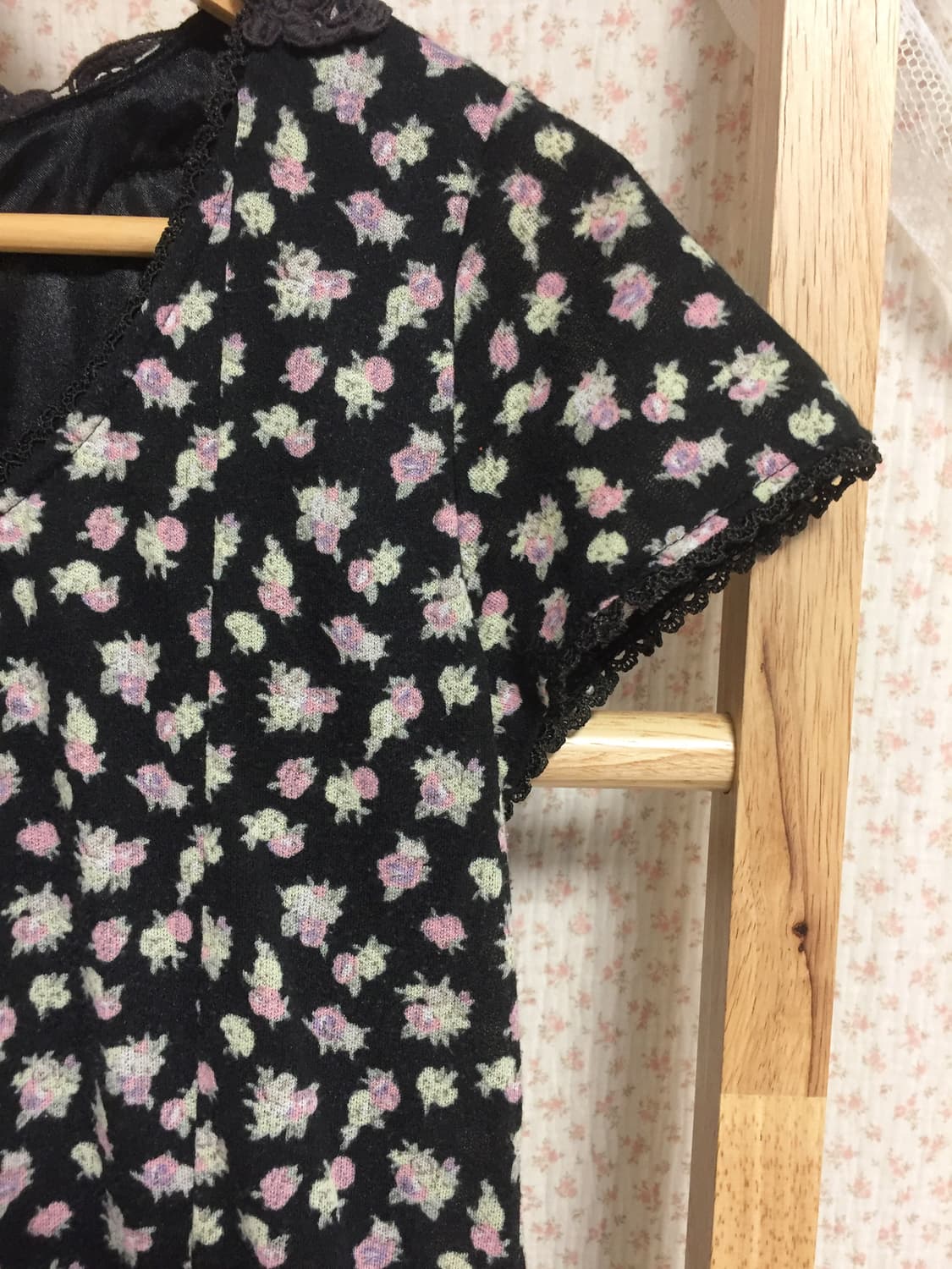 빈티지 엑시즈팜 블랙 플라워 원피스 상품이미지5