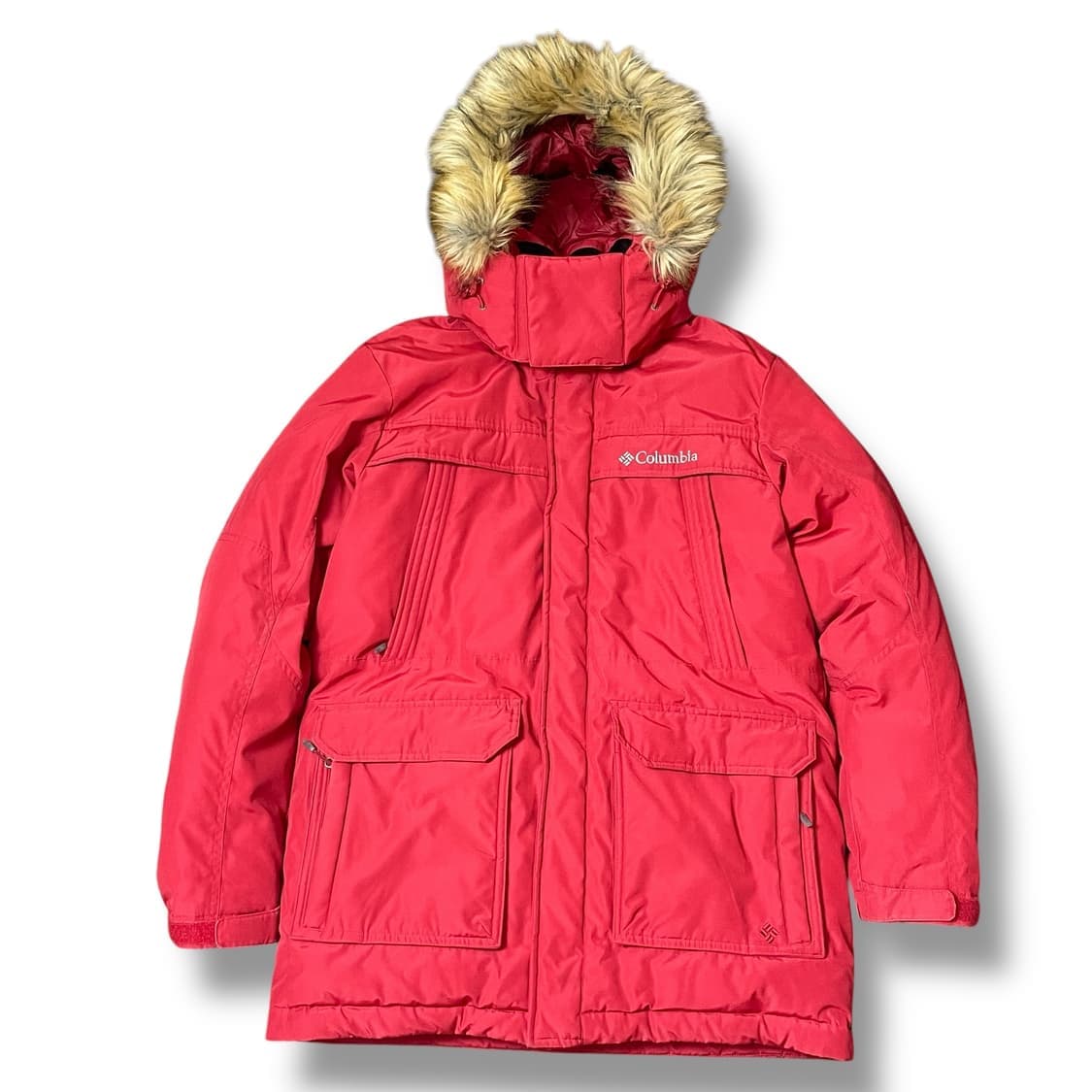 컬럼비아 레드 덕다운 후드퍼 야상 패딩 점퍼 L 상품이미지1