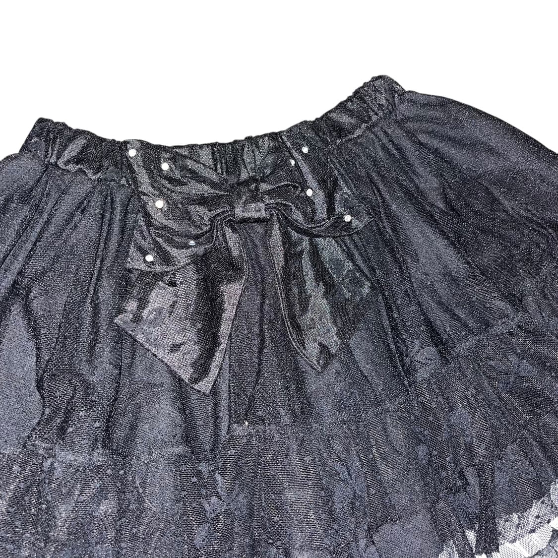 백 왕리본 하트자수 레이스 밴딩 캉캉 스커트 키치갸루y2k 상품이미지5