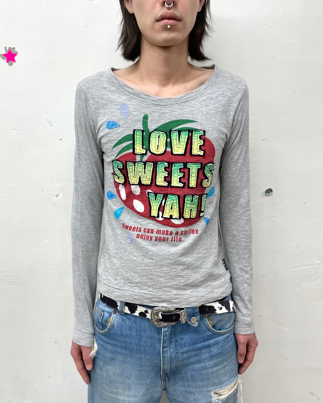 Big Strawberry Water Gray Long Sleeve 상품이미지3