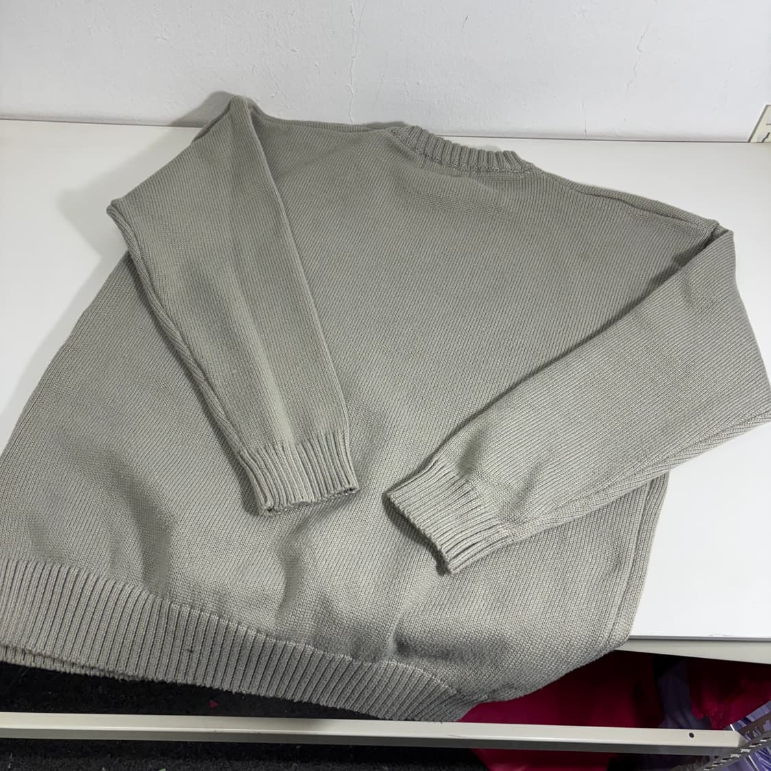 XL VTG 카키그레이 크루넥 니트 상품이미지3