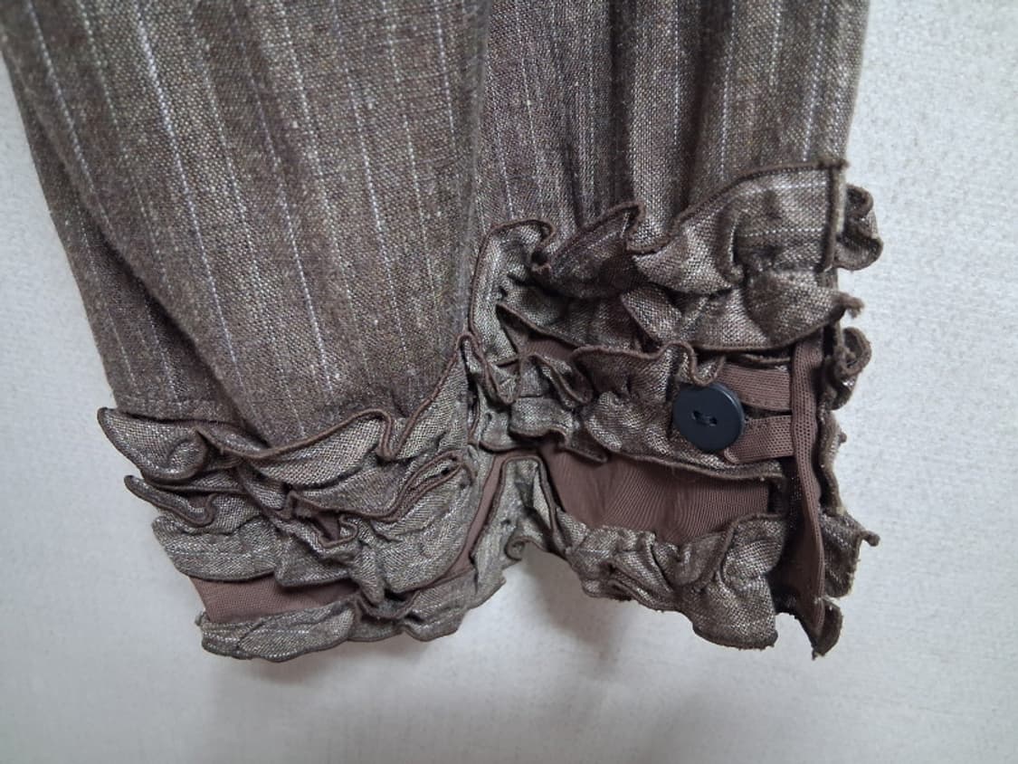 일본구제 beedoro 브라운갈색베이지 린넨 레이어드 레이스팬츠 27까지 상품이미지7